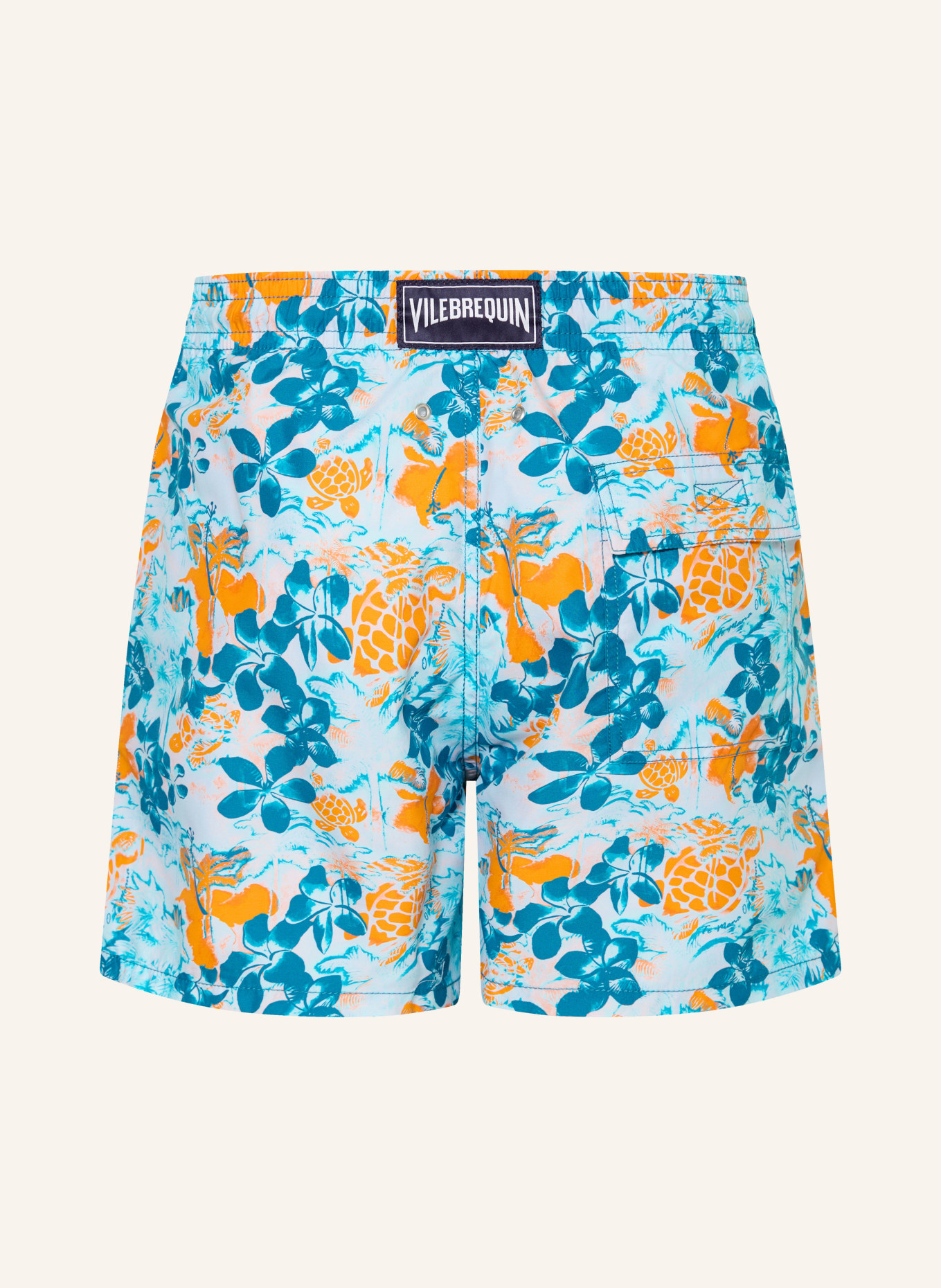 VILEBREQUIN MOOREA Swim Shorts: LIGHT BLUE / ORANGE / TEAL
