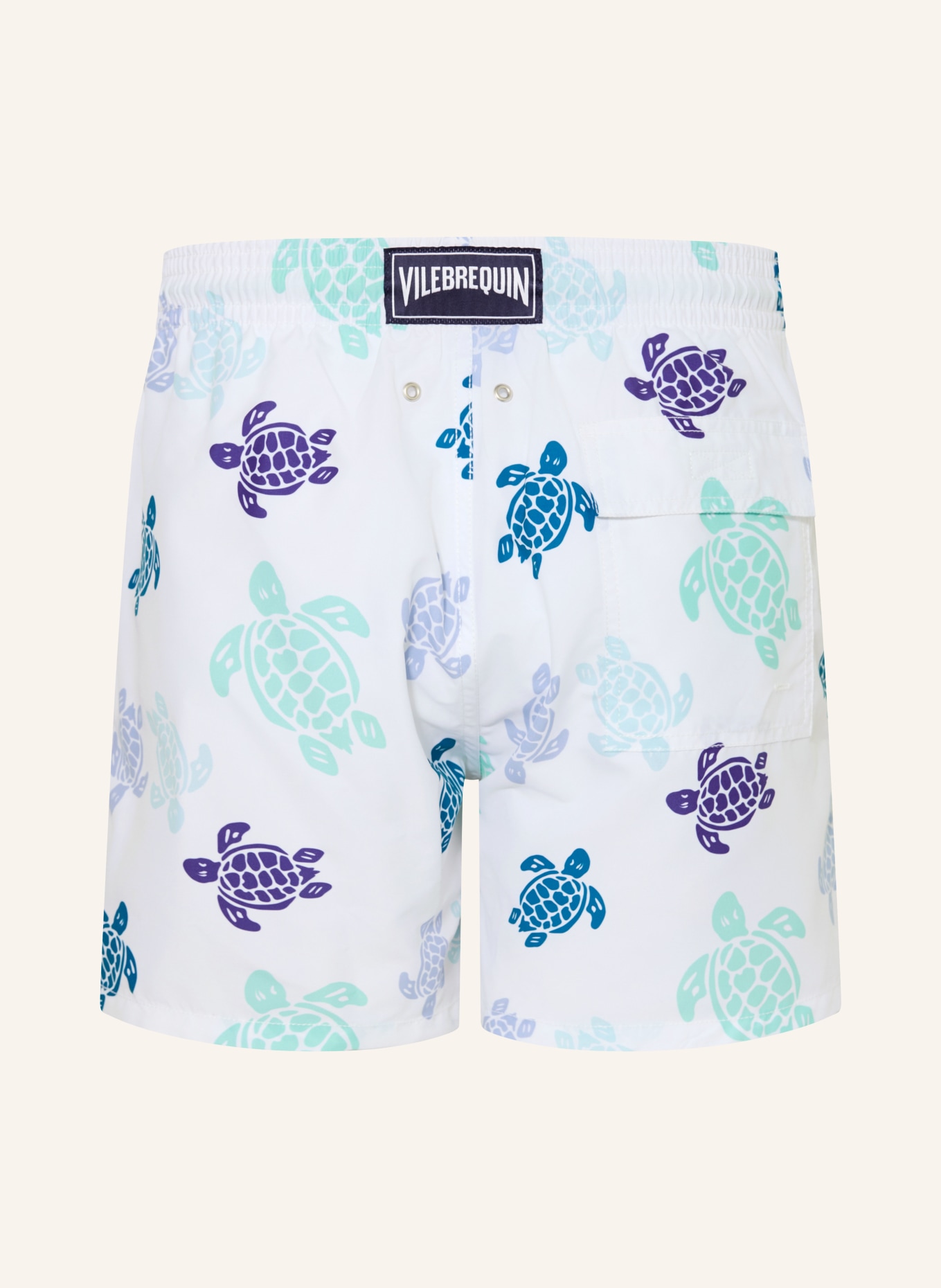 VILEBREQUIN TORTUES MULTICO Swim Shorts: WHITE / MINT / BLUE