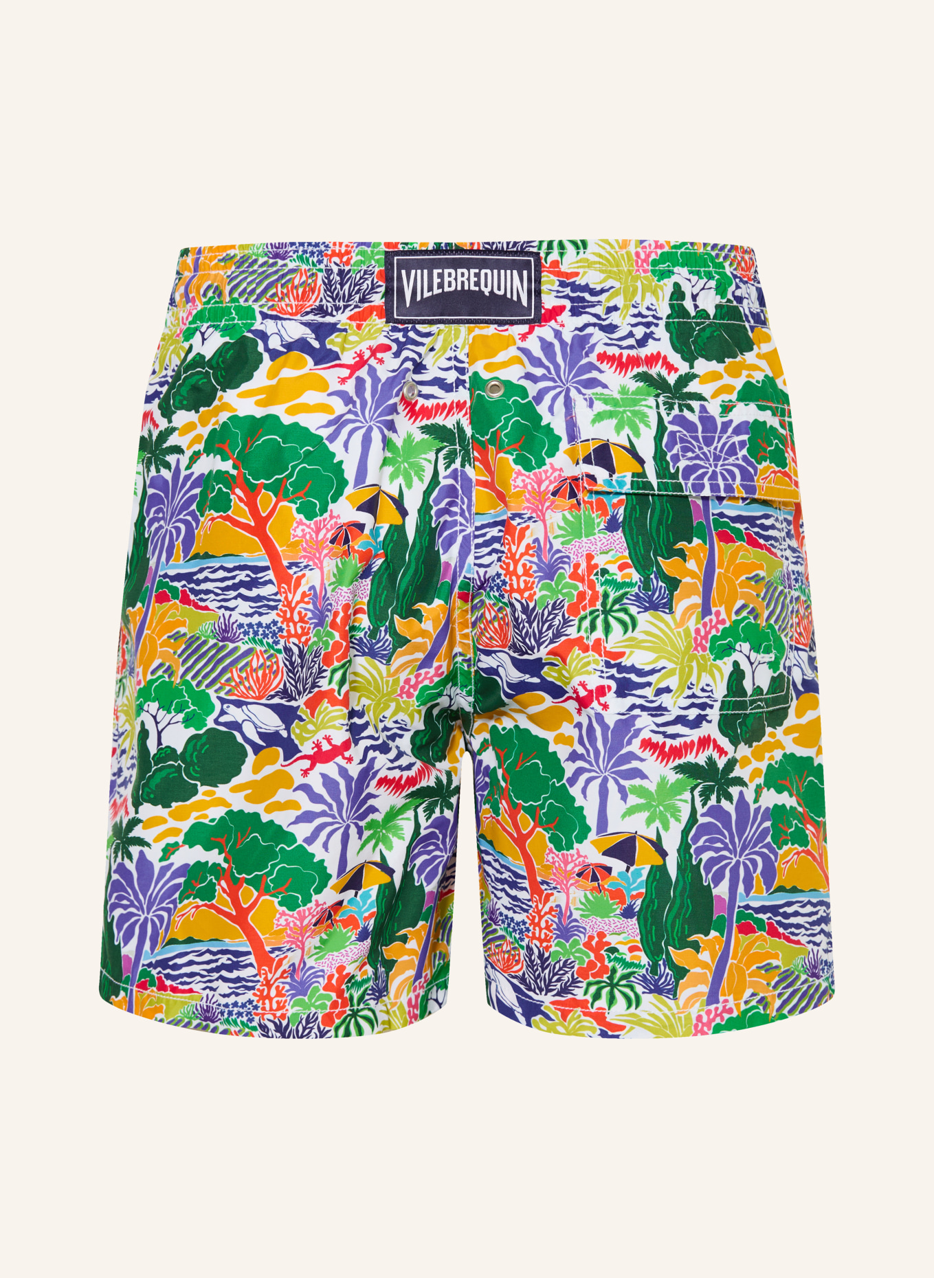 VILEBREQUIN MOOREA Swim Shorts: GREEN / LIGHT ORANGE / BLUE