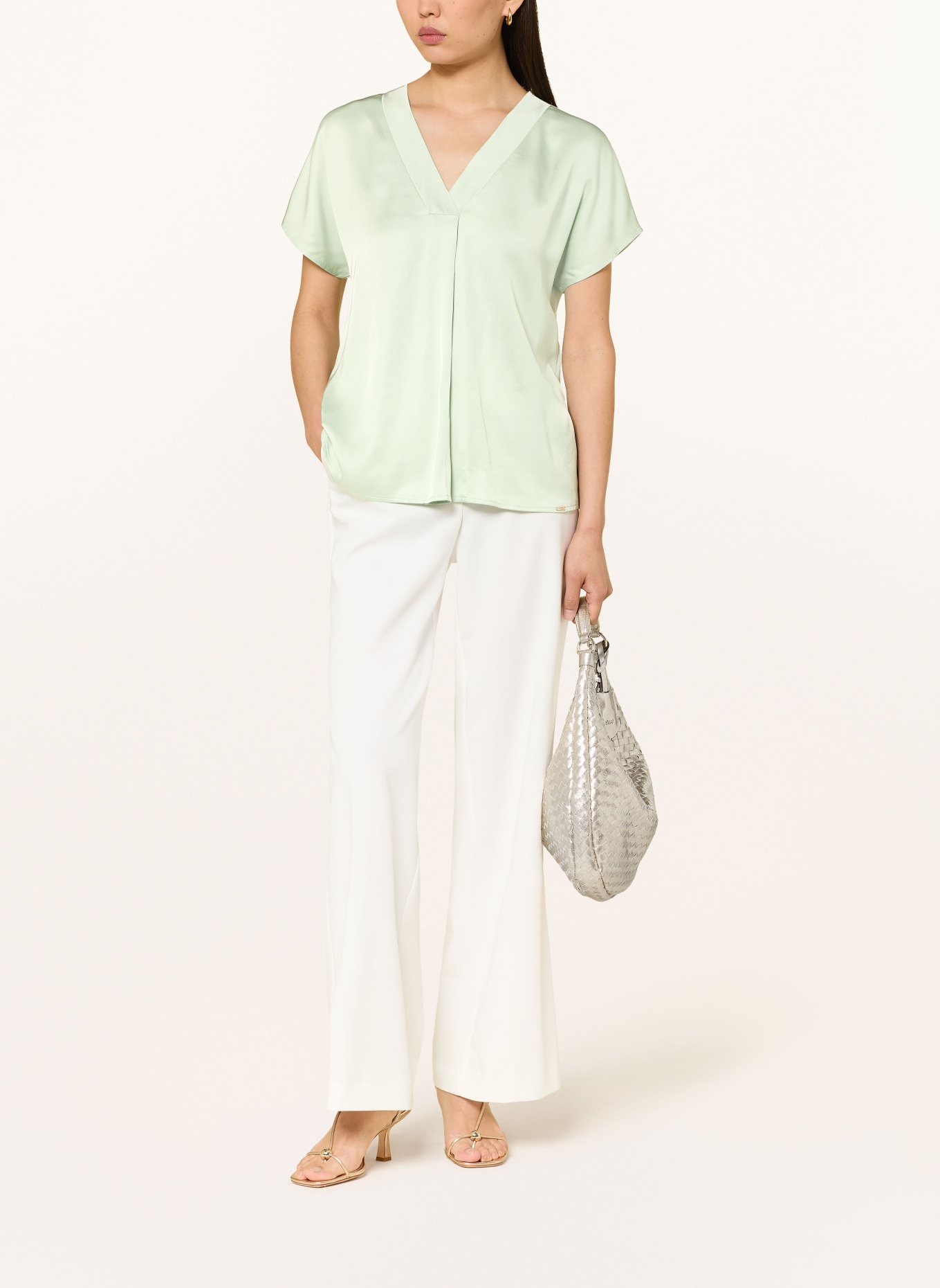 CINQUE CIVANE blouse top in mixed materials: LIGHT GREEN