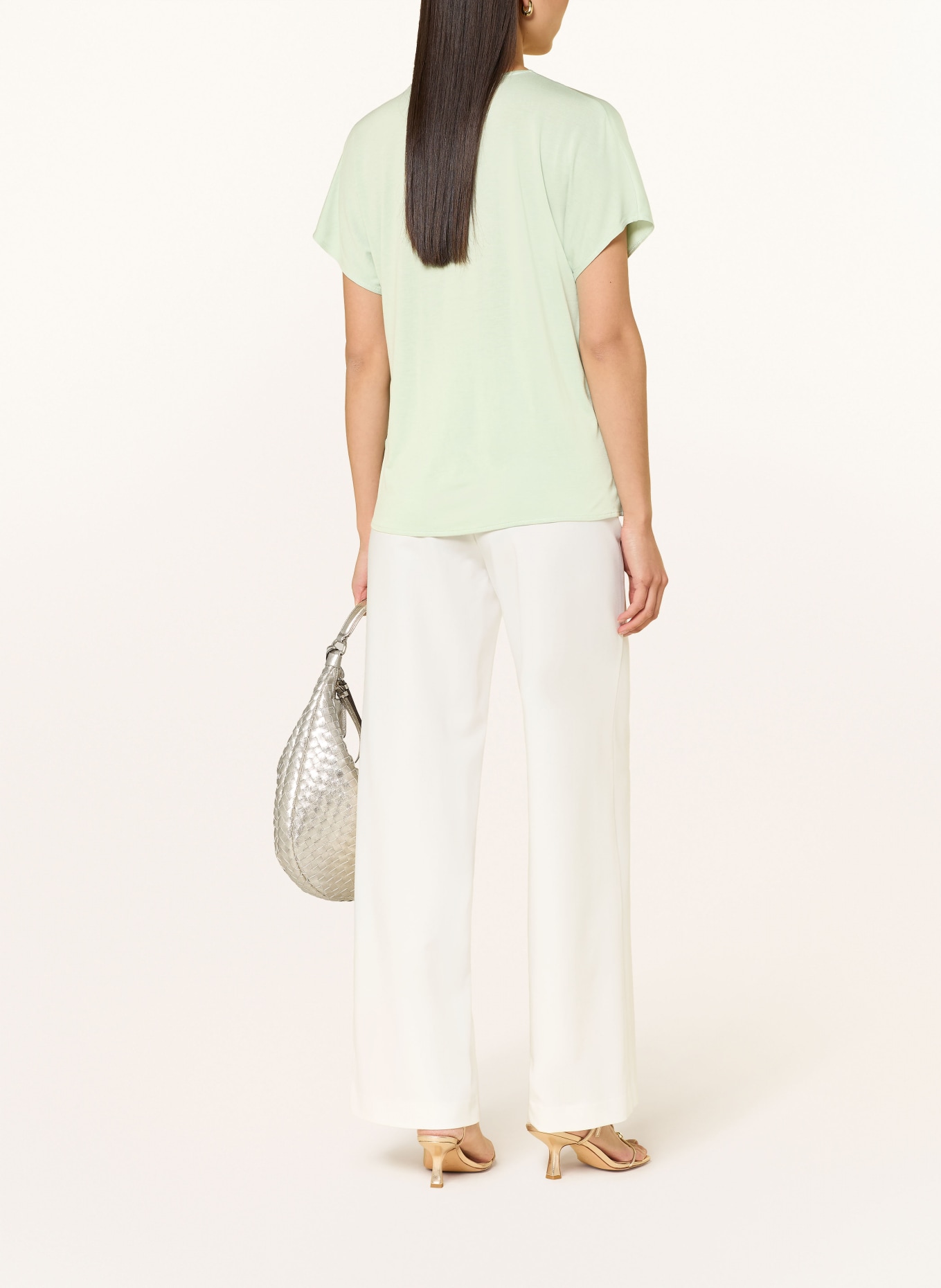 CINQUE CIVANE blouse top in mixed materials: LIGHT GREEN