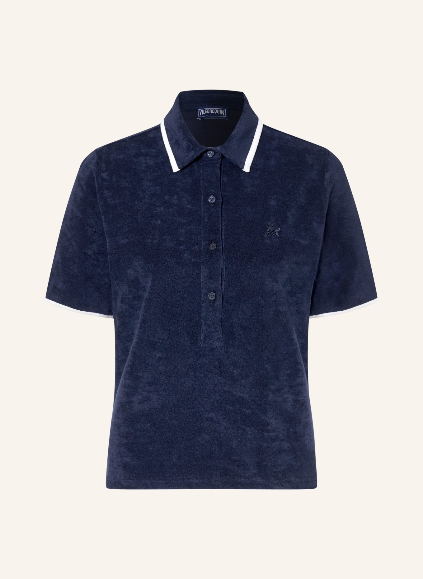 VILEBREQUIN Polo en tissu éponge LIZEA: BLEU FONCÉ / BLANC