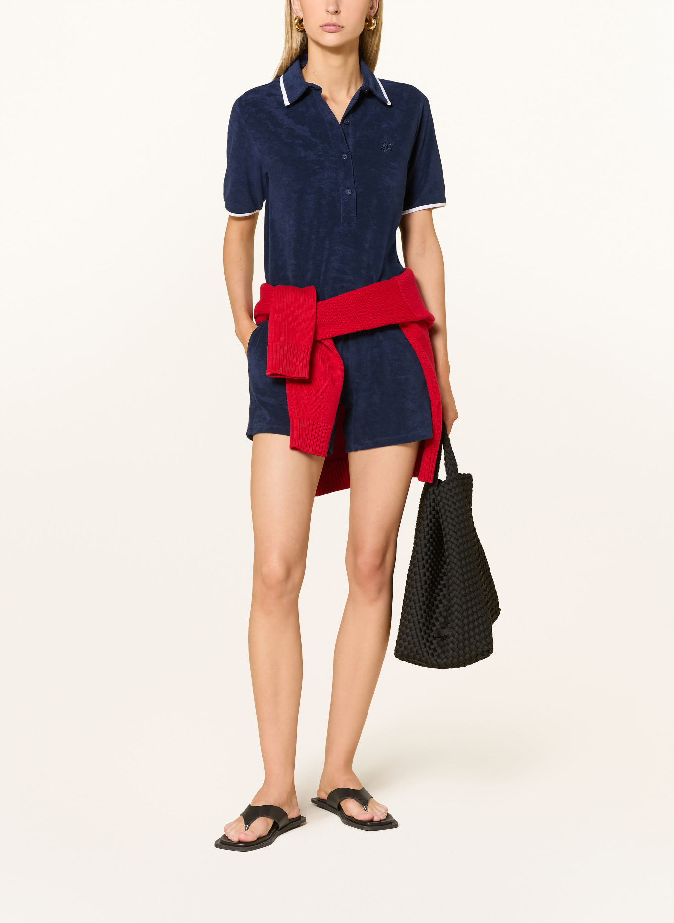 VILEBREQUIN Polo en tissu éponge LIZEA: BLEU FONCÉ / BLANC