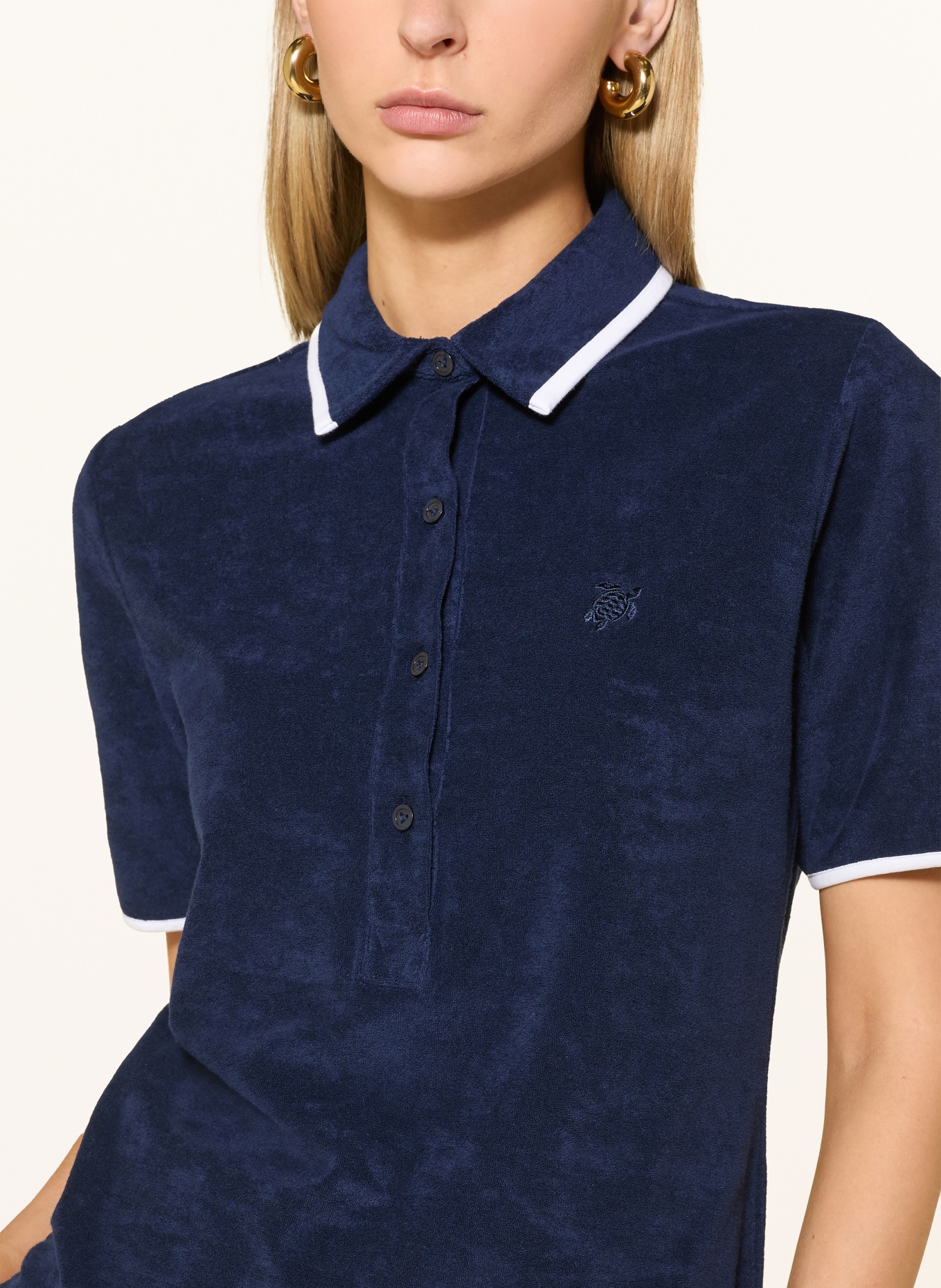 VILEBREQUIN Polo en tissu éponge LIZEA: BLEU FONCÉ / BLANC