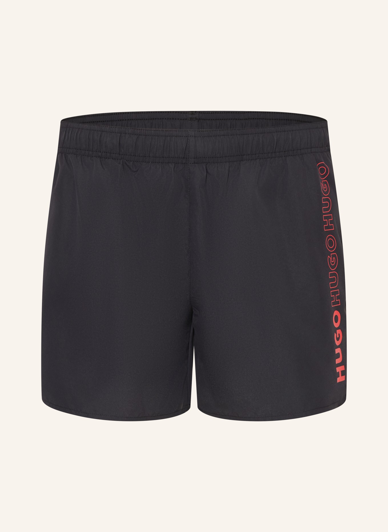 HUGO Zwemshort TIKI: ZWART / ROOD