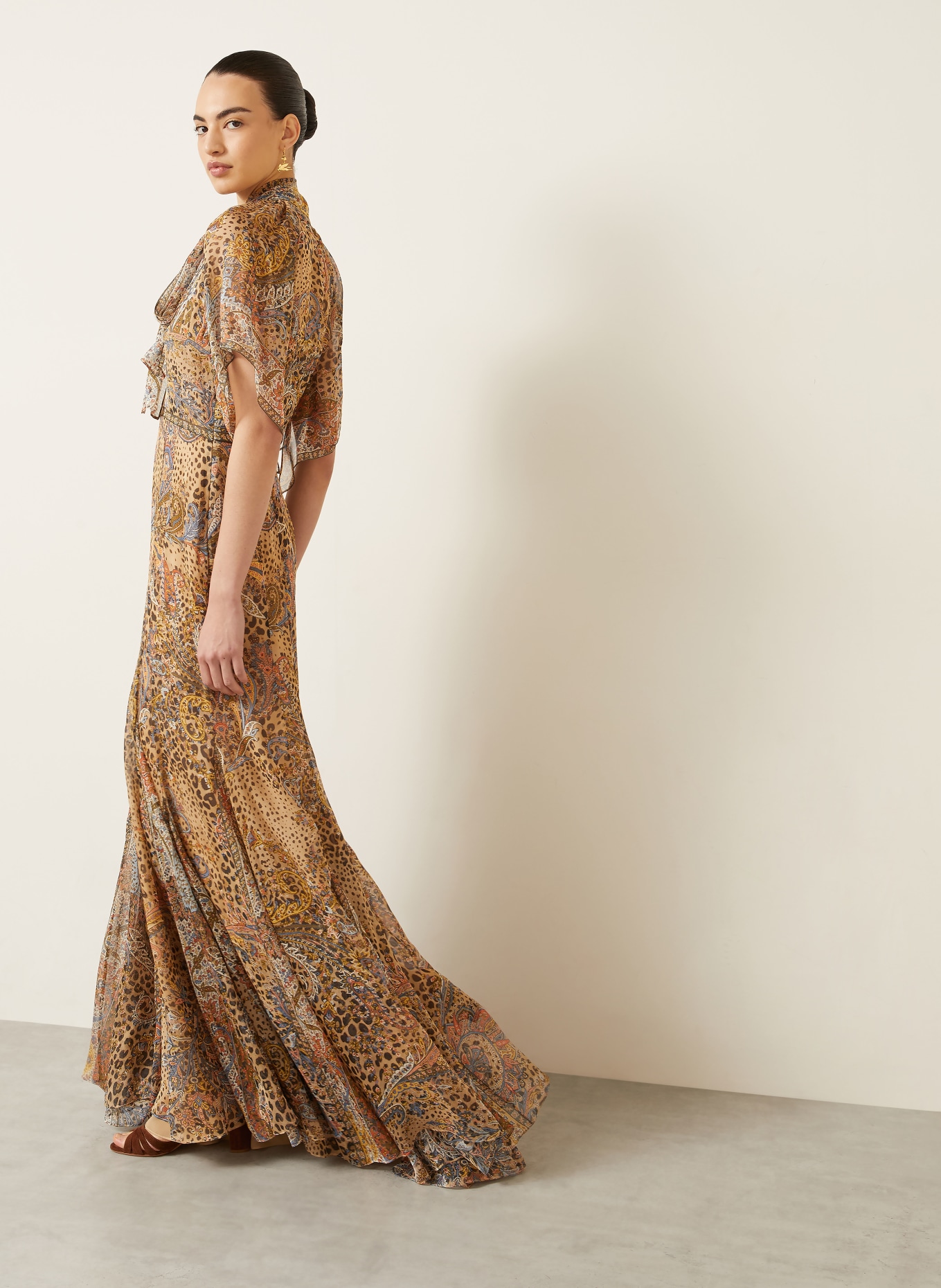 ETRO Silk dress with a bow: LIGHT BROWN / LIGHT RED / KHAKI