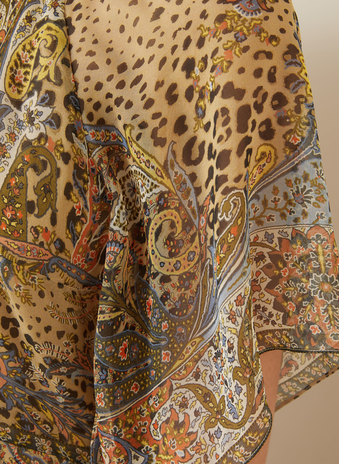 ETRO Silk dress with a bow: LIGHT BROWN / LIGHT RED / KHAKI