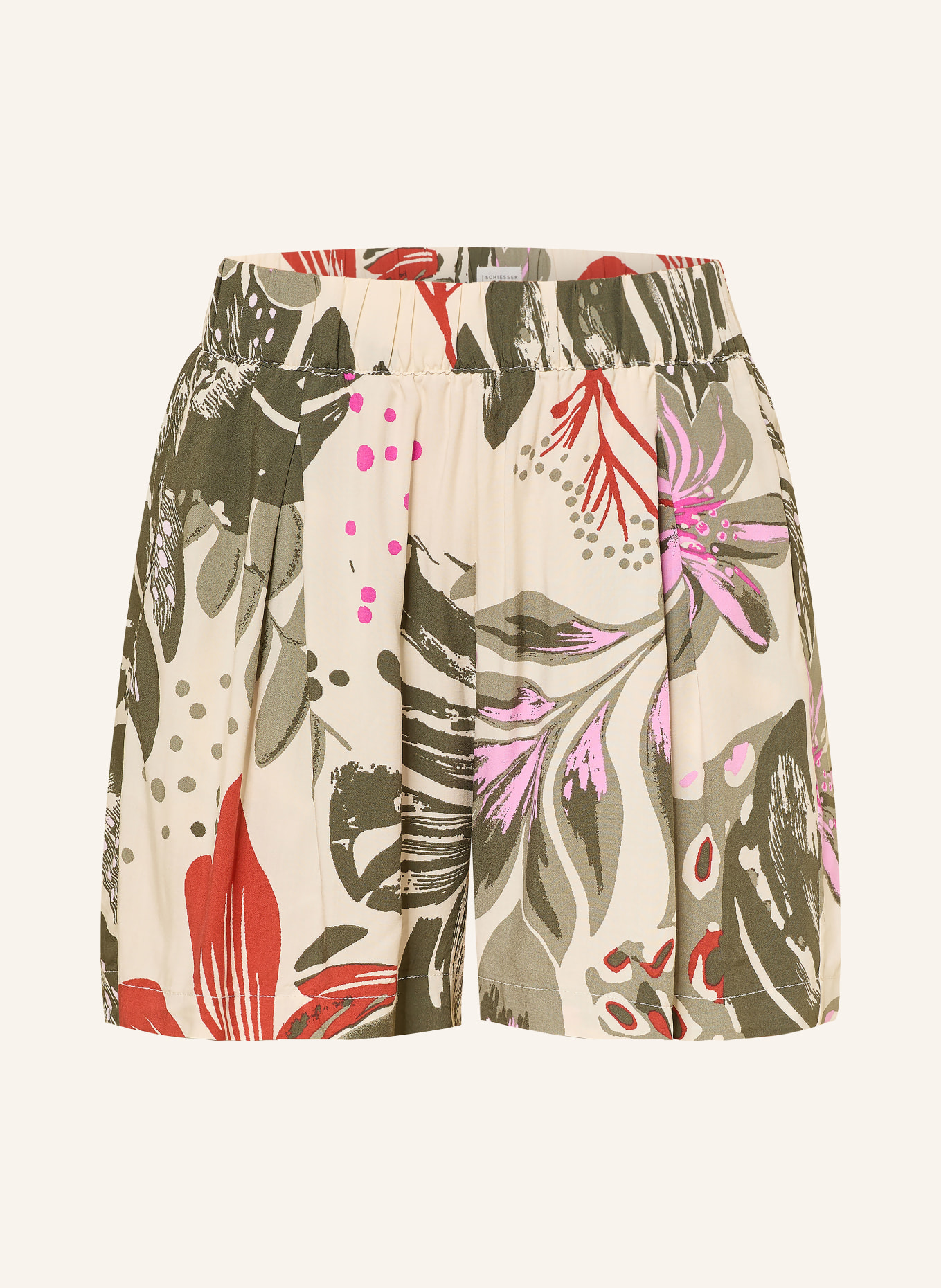 SCHIESSER Schlafshorts MIX+RELAX: KHAKI / CREME / DUNKELROT