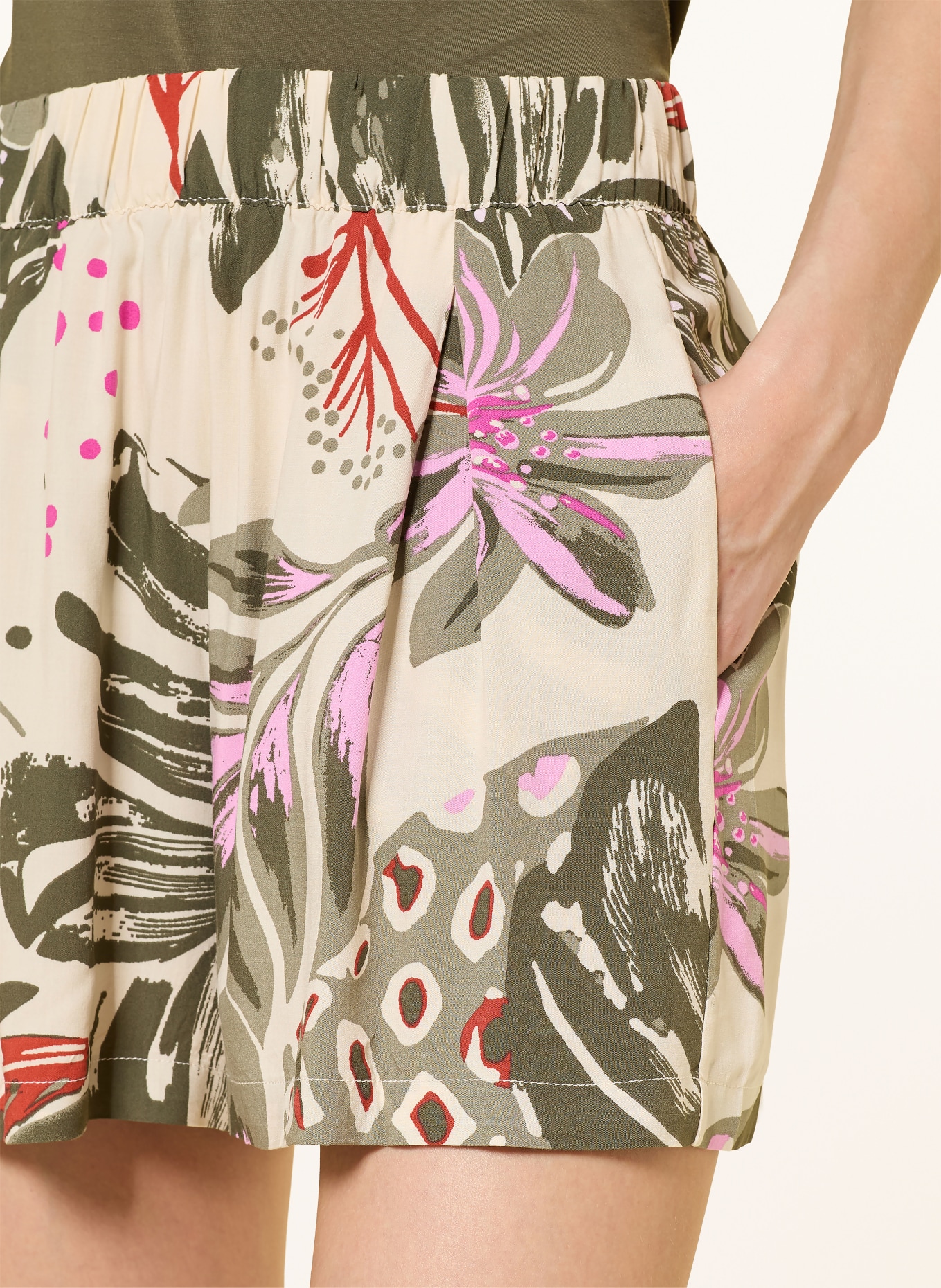 SCHIESSER Schlafshorts MIX+RELAX: KHAKI / CREME / DUNKELROT