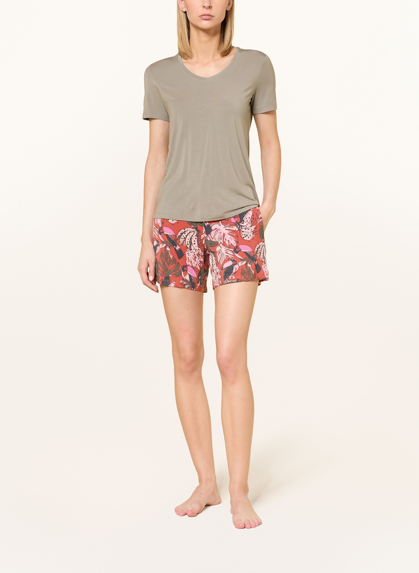 SCHIESSER Schlafshorts MIX+RELAX: DUNKELORANGE / PINK / KHAKI