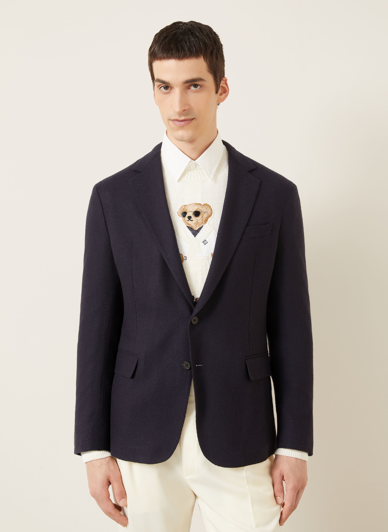 RALPH LAUREN PURPLE LABEL Kašmírové sako Slim Fit: TMAVĚ MODRÁ