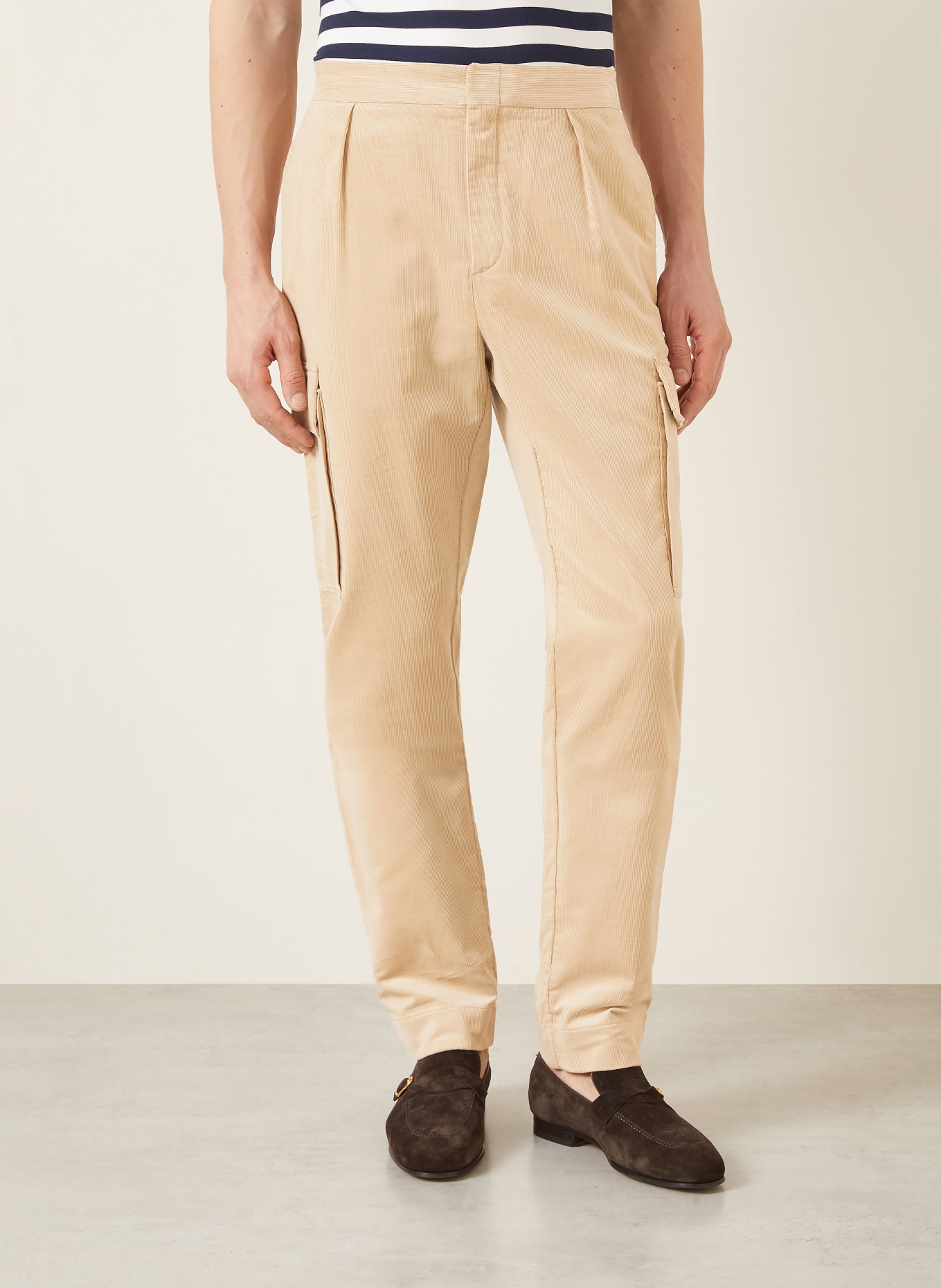 RALPH LAUREN PURPLE LABEL Cargohose Slim Fit aus Cord: HELLBRAUN