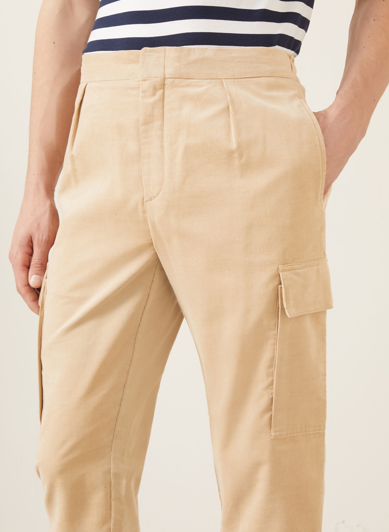 RALPH LAUREN PURPLE LABEL Cargohose Slim Fit aus Cord: HELLBRAUN