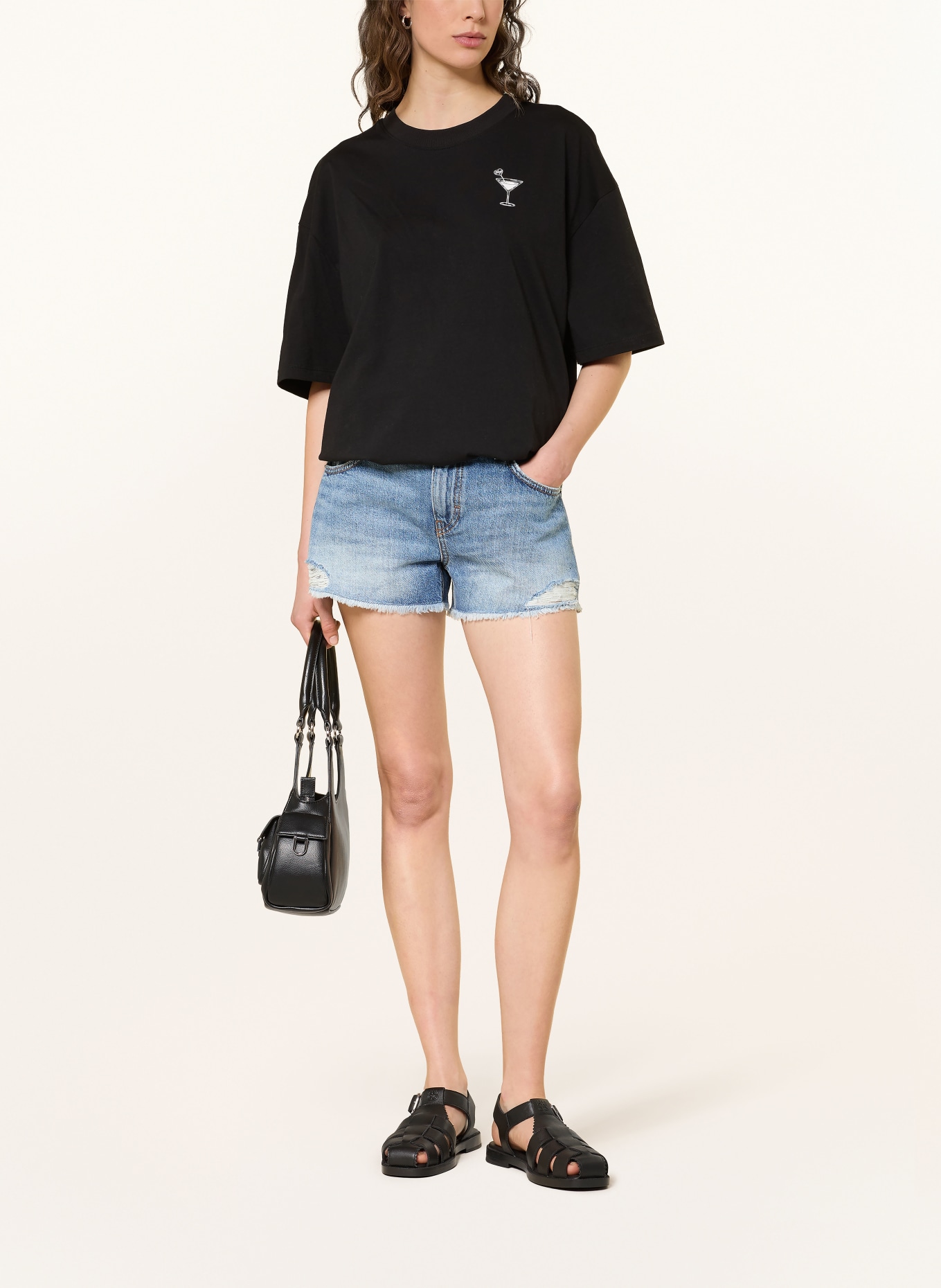 HUGO Koszulka oversize: CZARNY / BIAŁY