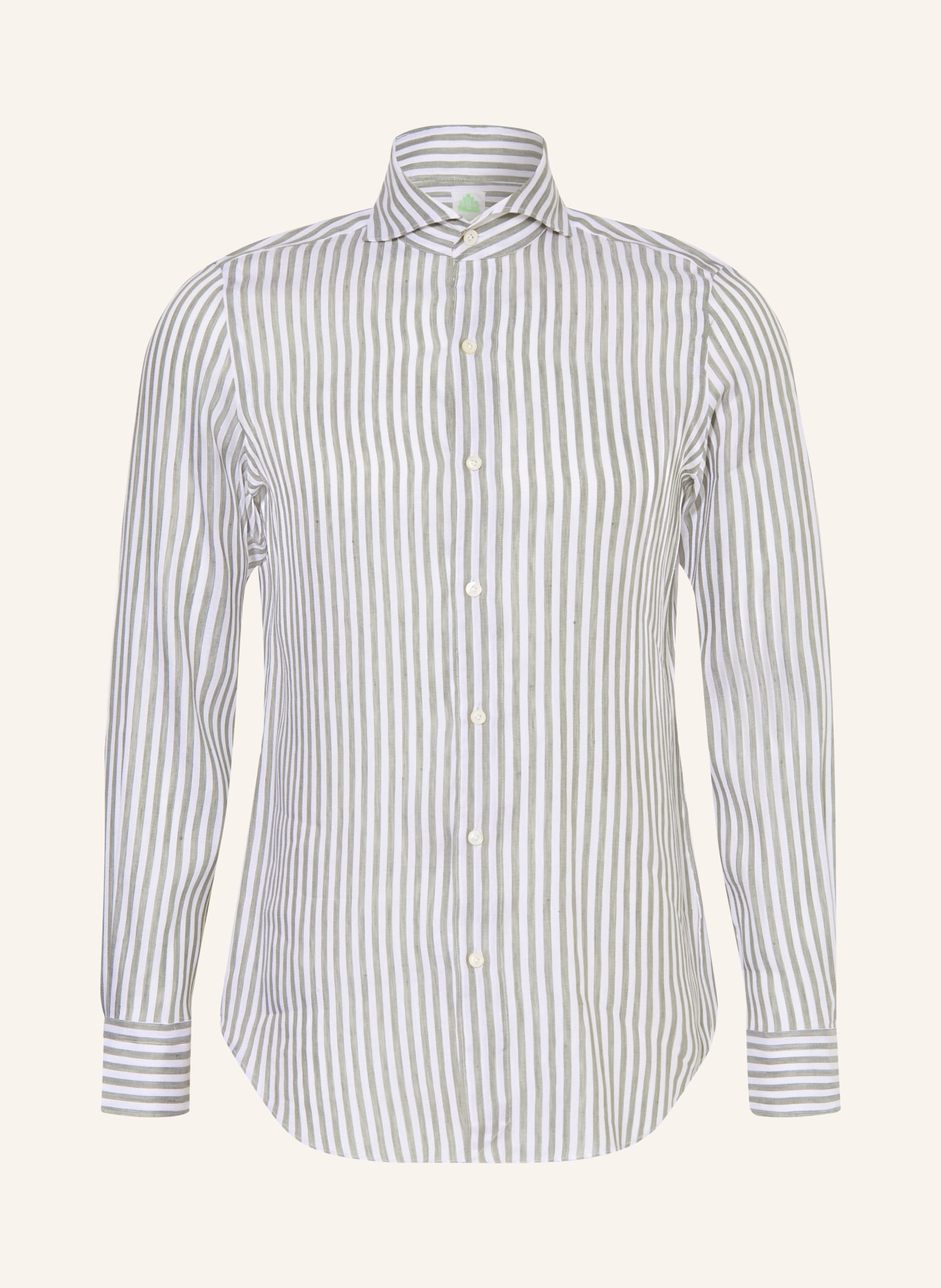 FINAMORE 1925 Koszula TOKYO SERGIO Slim Fit z lnu: OLIWKOWY / BIAŁY