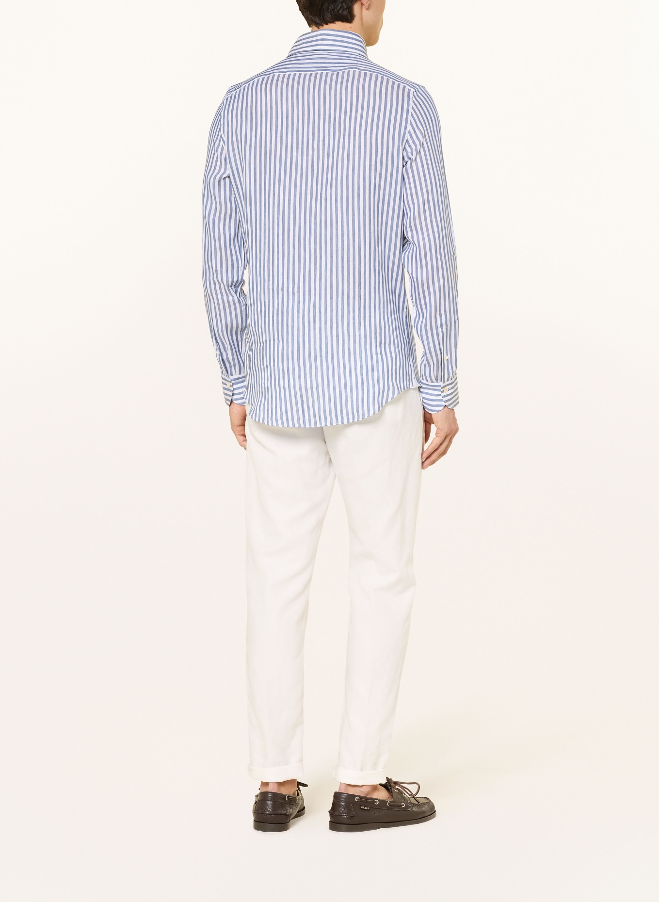 FINAMORE 1925 Koszula TOKYO SERGIO Slim Fit z lnu: GRANATOWY / BIAŁY