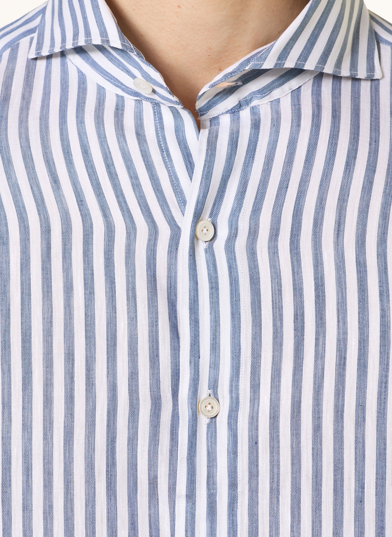 FINAMORE 1925 Koszula TOKYO SERGIO Slim Fit z lnu: GRANATOWY / BIAŁY