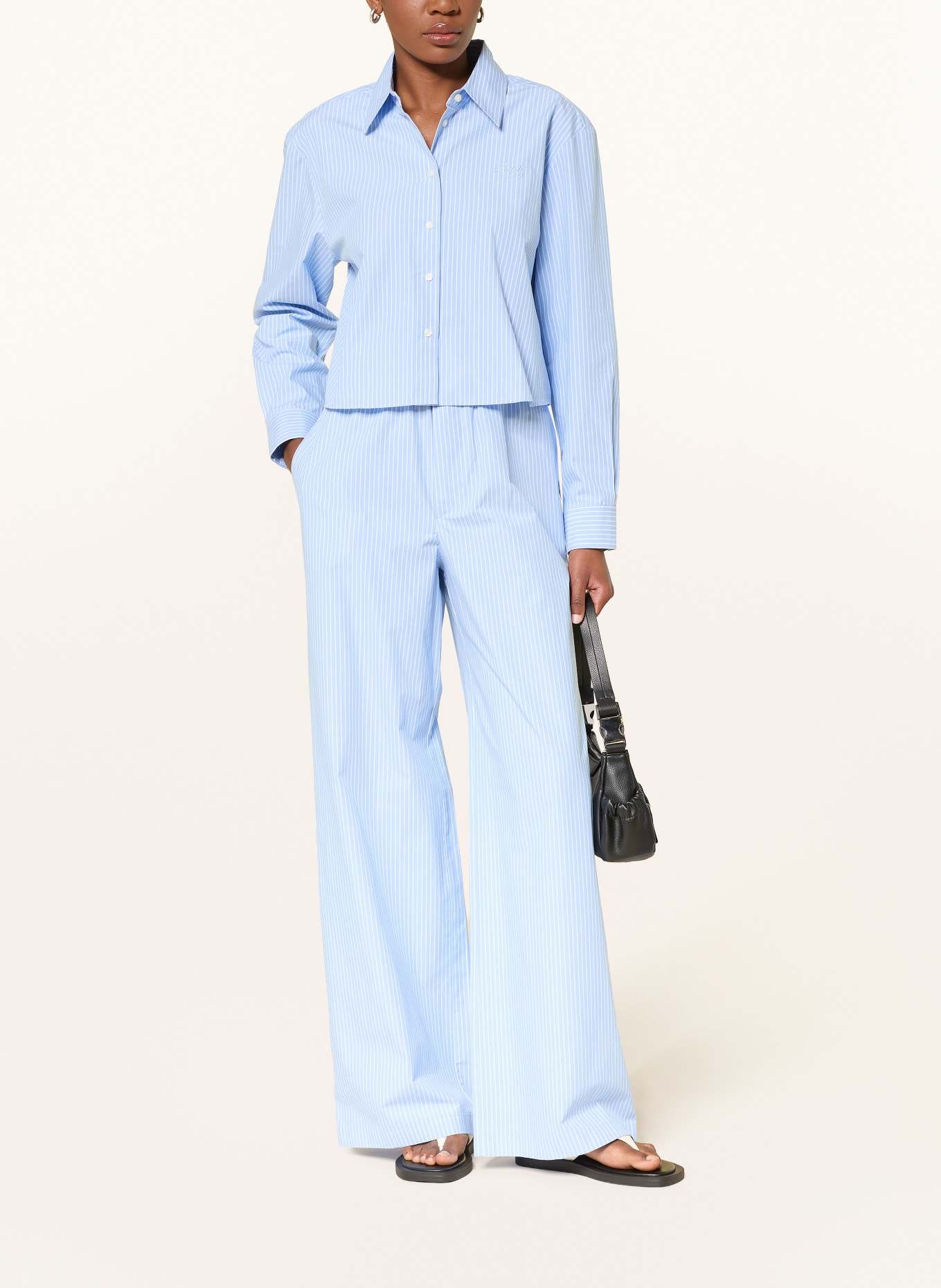 HUGO Marlenehose HINDUSA: HELLBLAU / WEISS