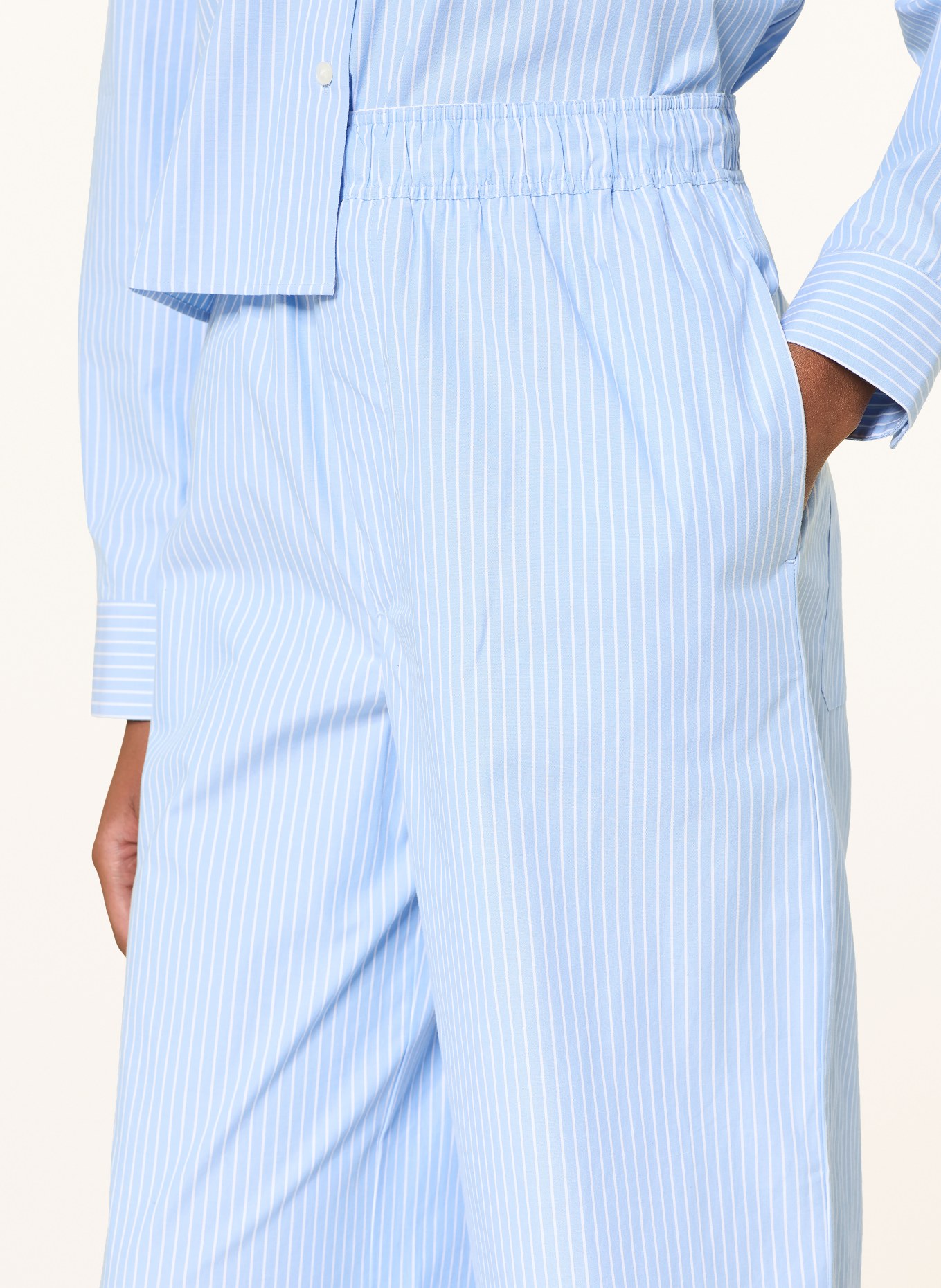 HUGO Marlenehose HINDUSA: HELLBLAU / WEISS