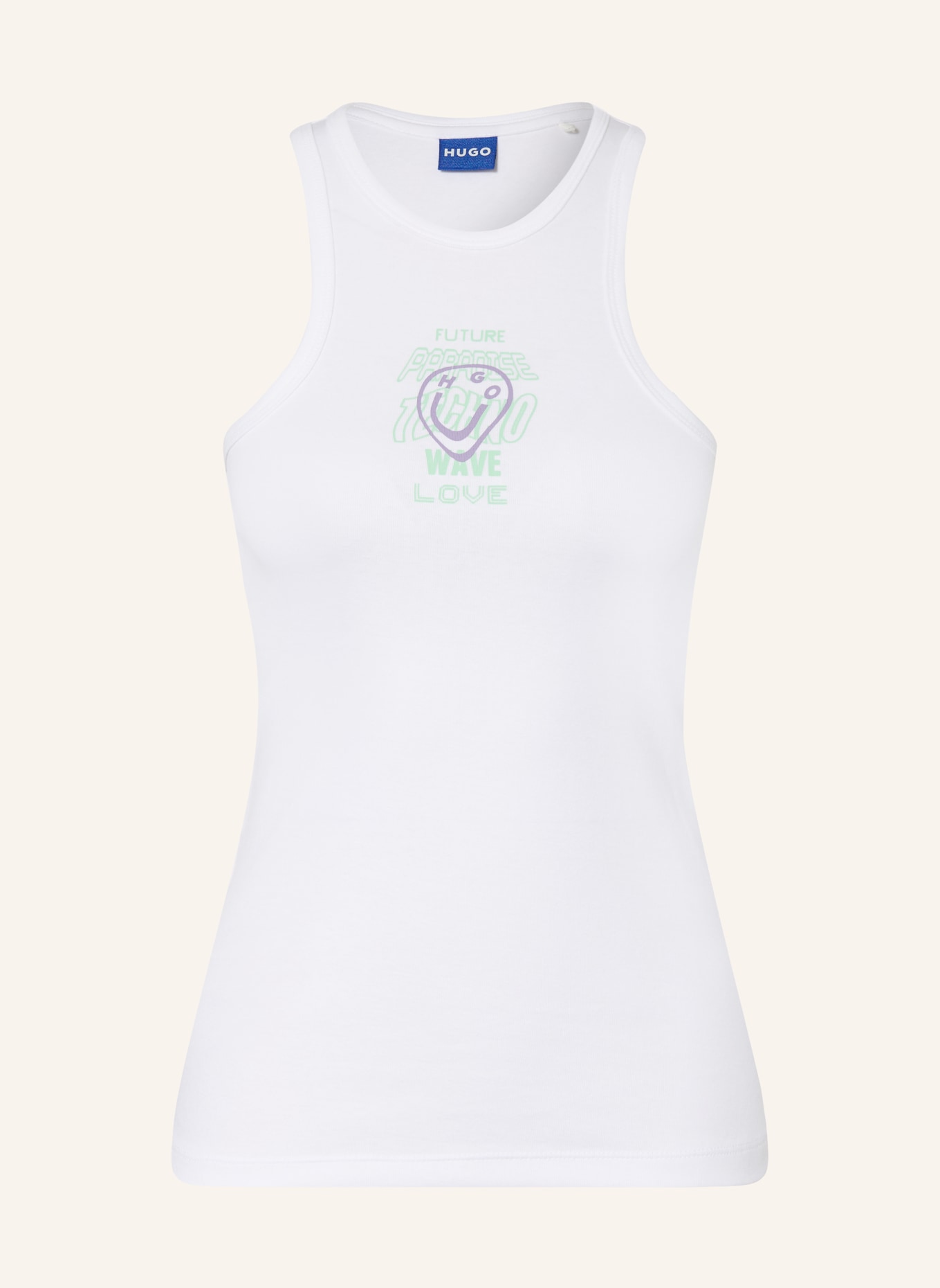 HUGO Top DIMARTINI: WEISS / LILA / GRÜN