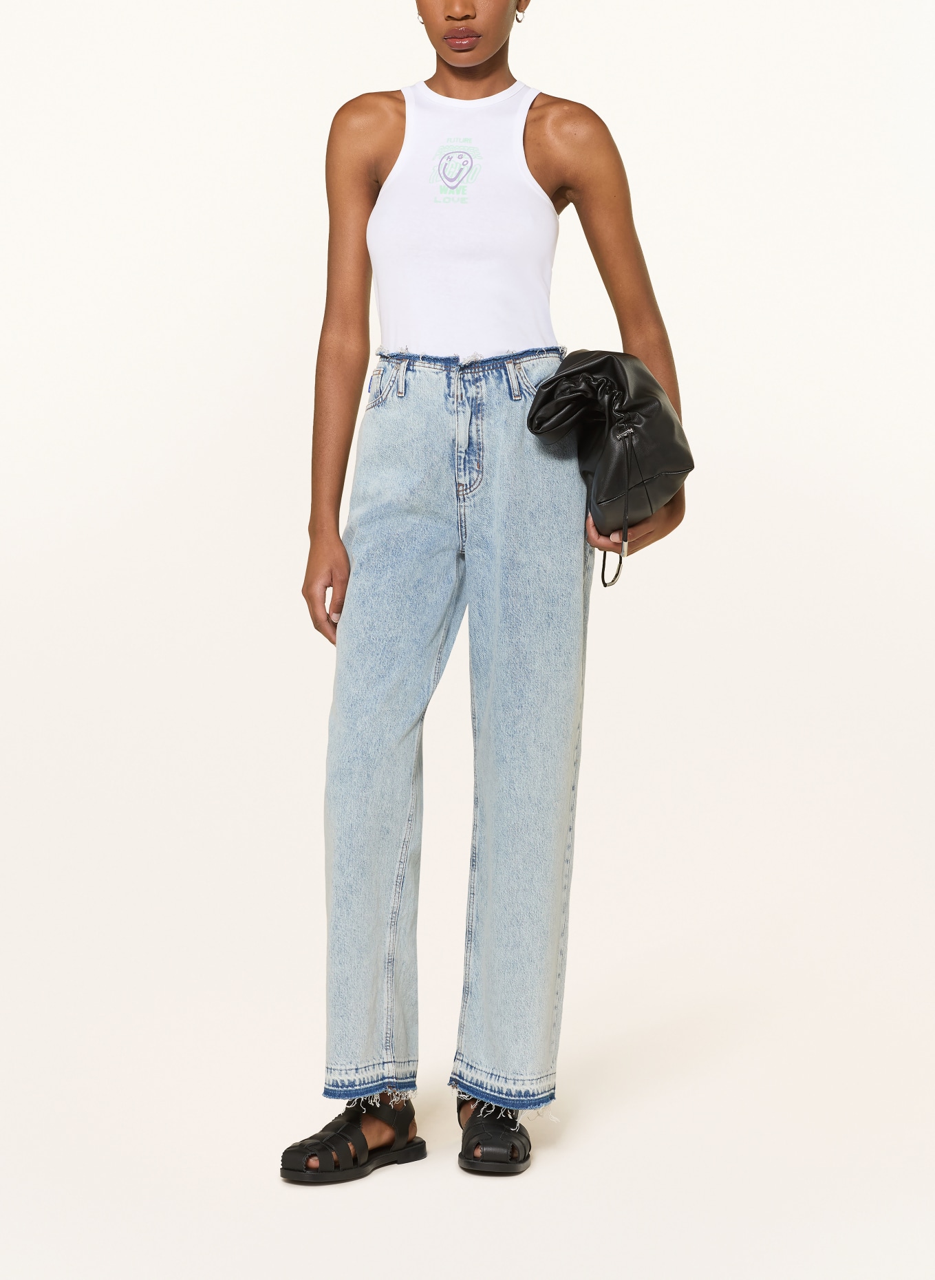 HUGO Top DIMARTINI: WEISS / LILA / GRÜN