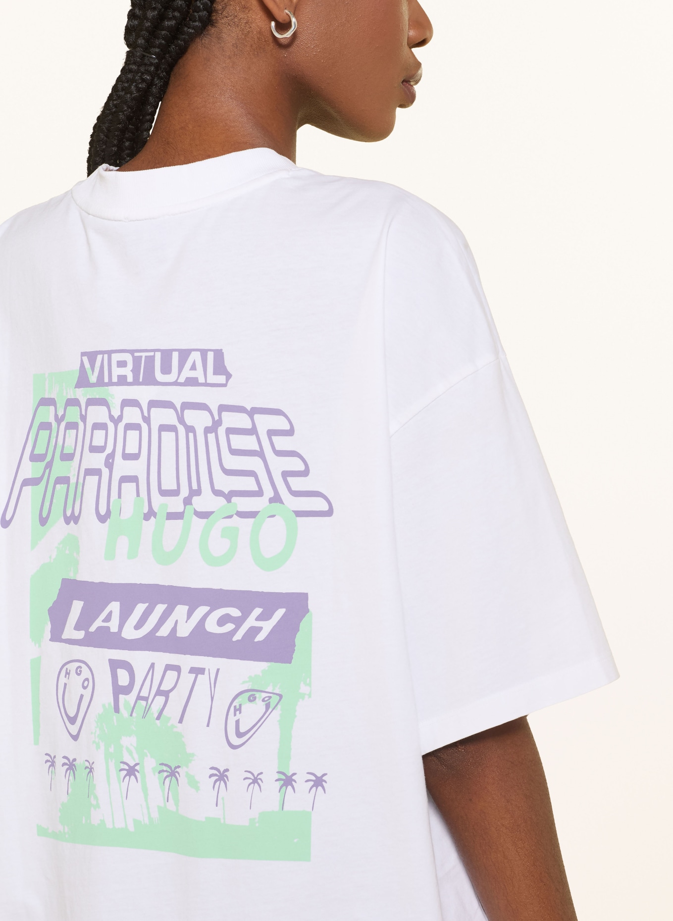 HUGO T-Shirt: WEISS / LILA / MINT