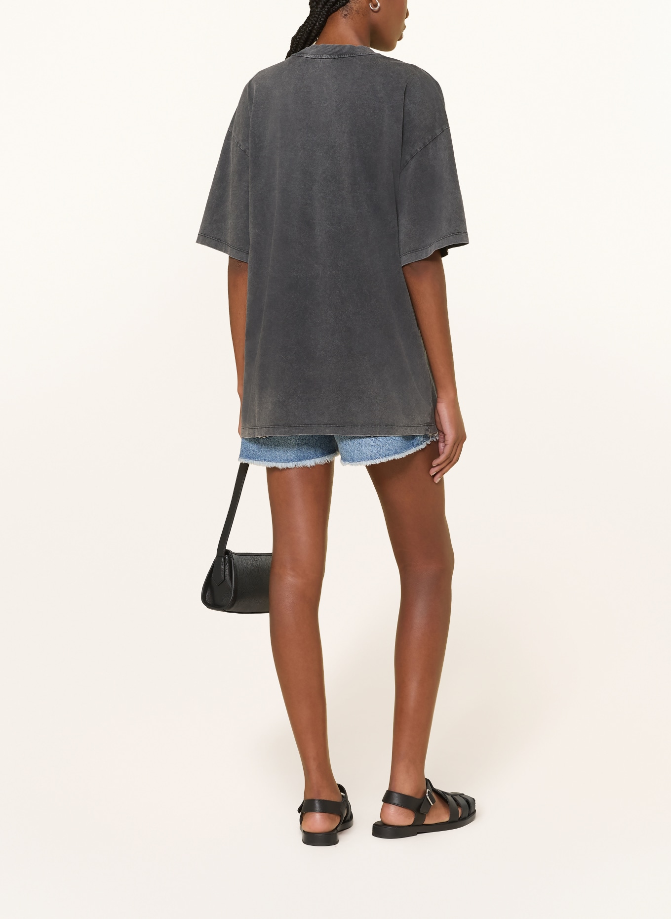 HUGO Oversized-Shirt: DUNKELGRAU / ROSA