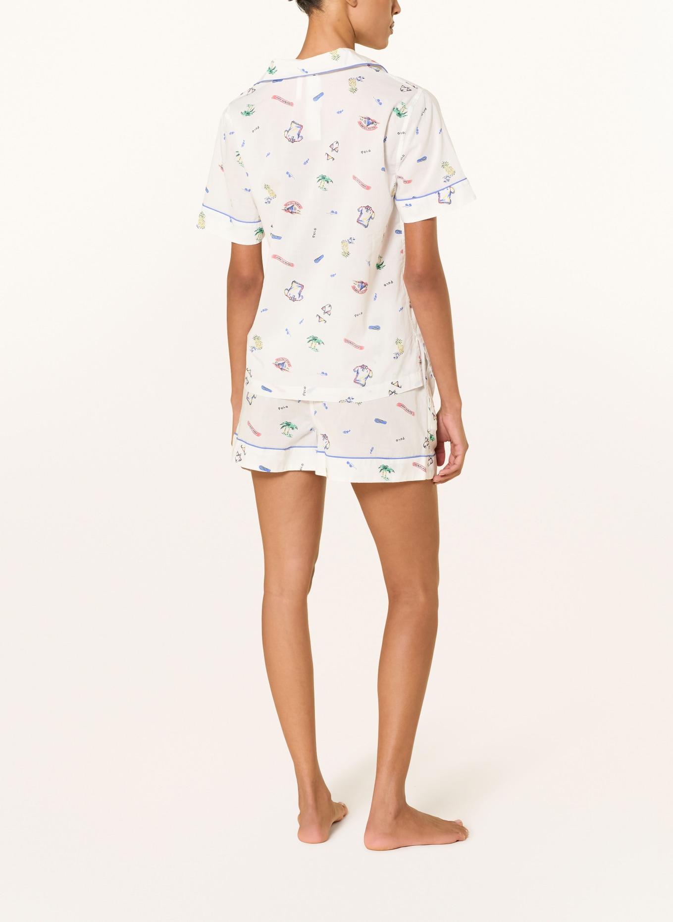 POLO RALPH LAUREN Shorty-Schlafanzug: WEISS / ROT / BLAU