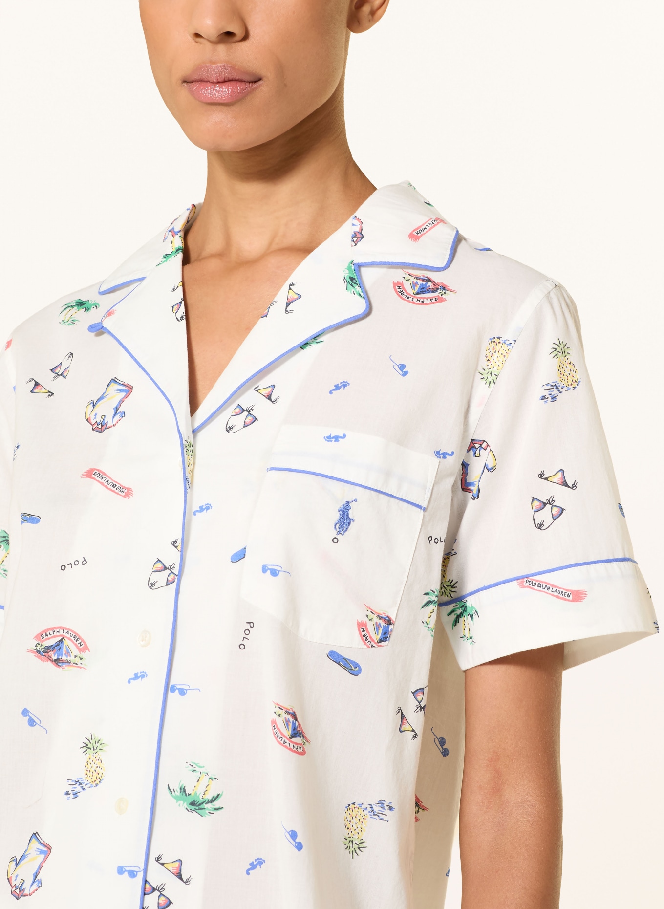 POLO RALPH LAUREN Shorty-Schlafanzug: WEISS / ROT / BLAU