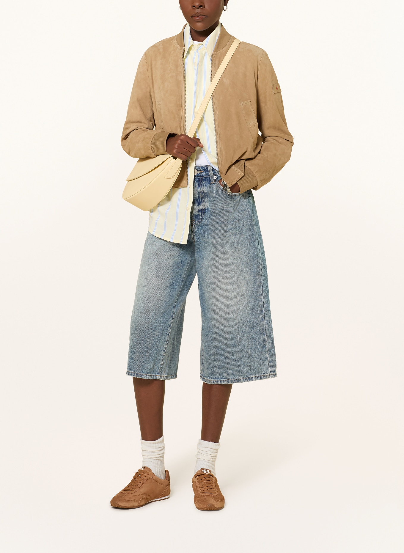 PEUTEREY Kožená bunda CHOISYA: VELBLOUDÍ