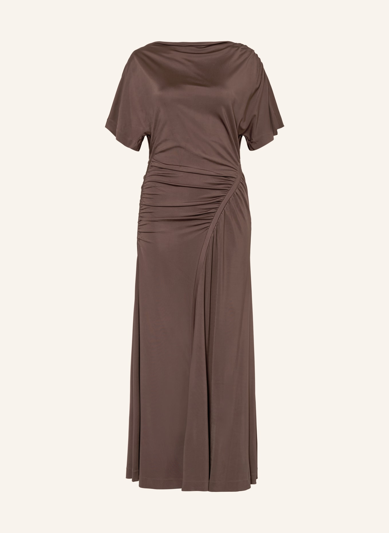 BOSS satin dress: DARK BROWN