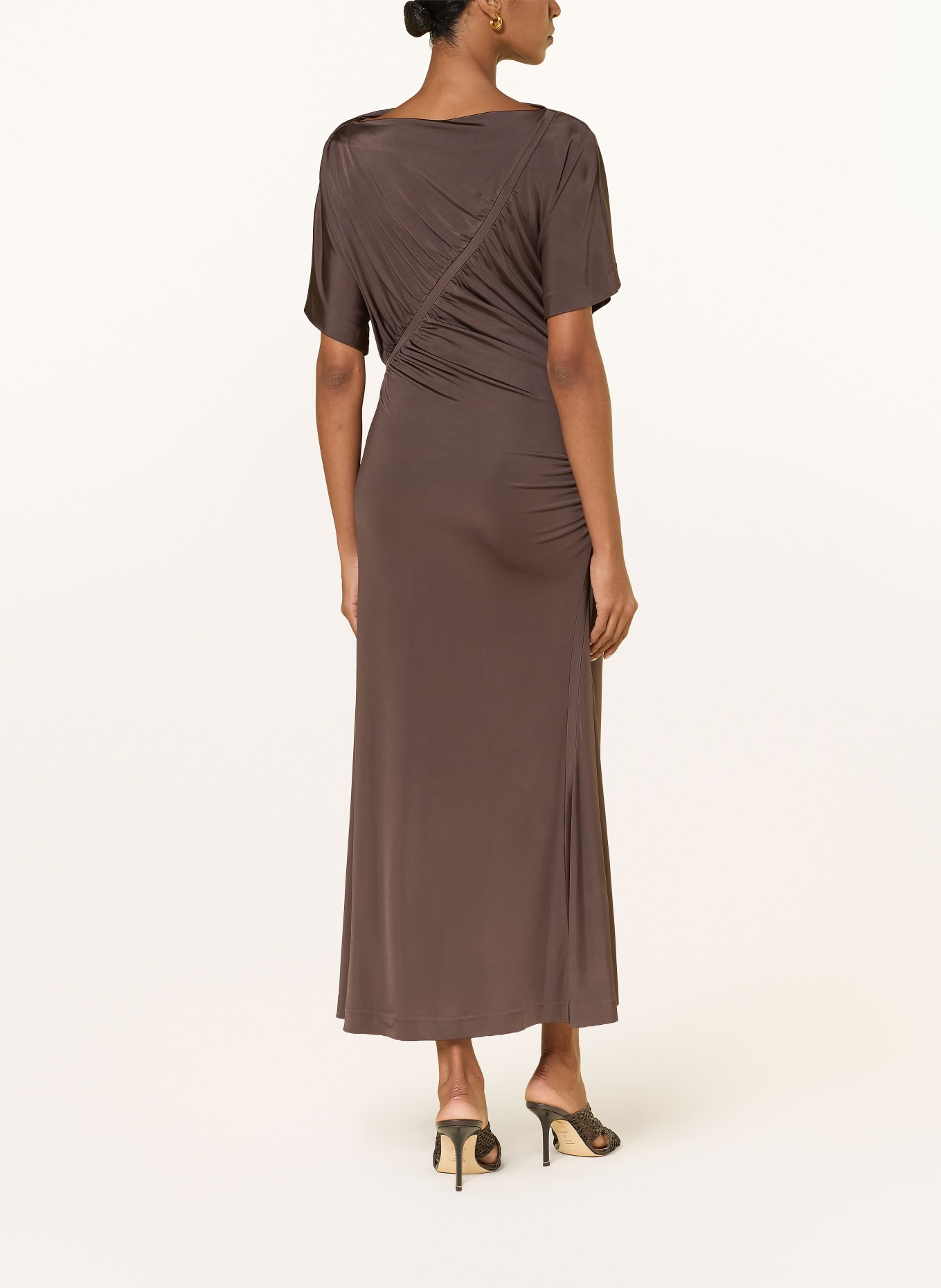 BOSS satin dress: DARK BROWN