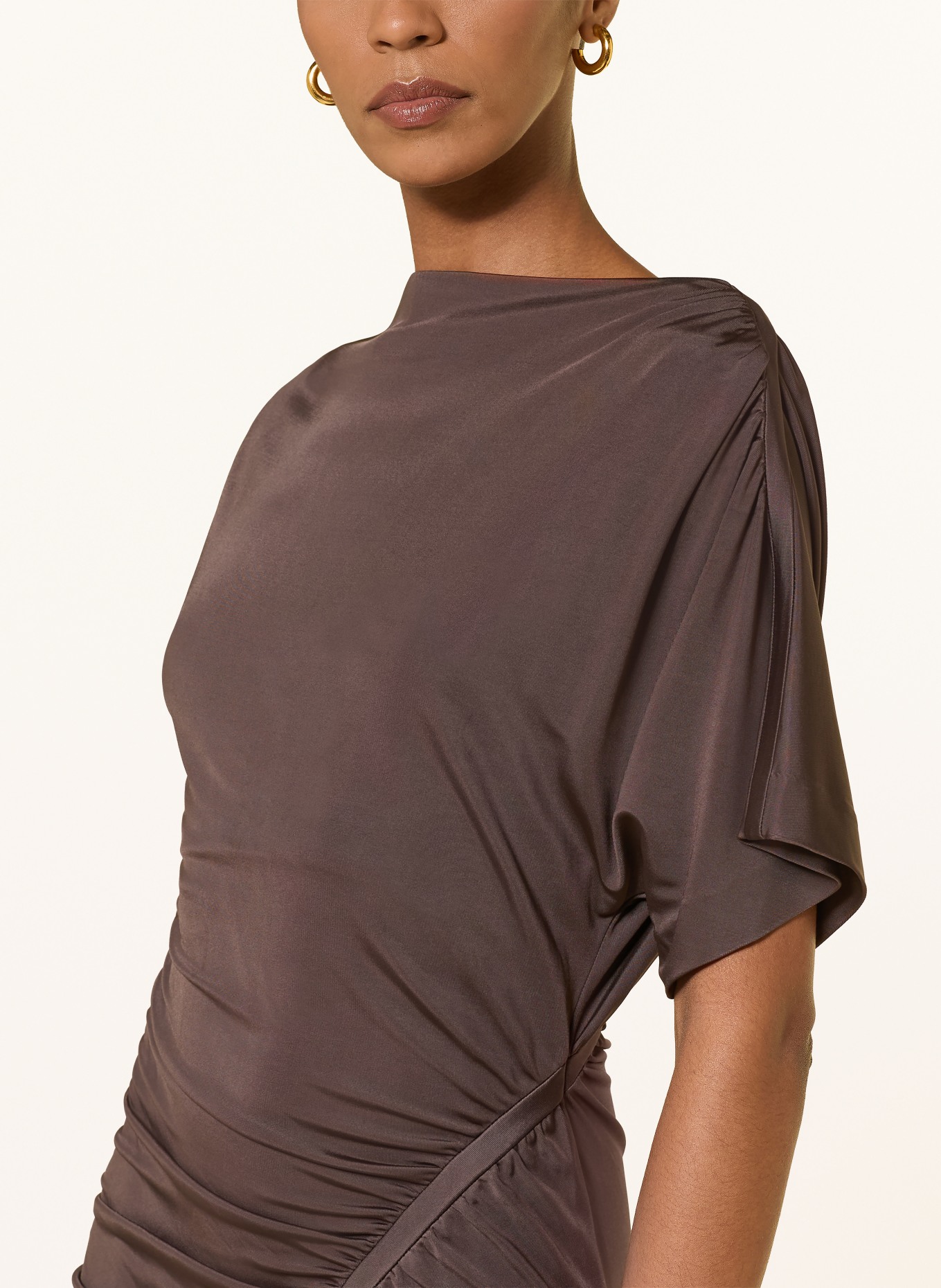 BOSS satin dress: DARK BROWN