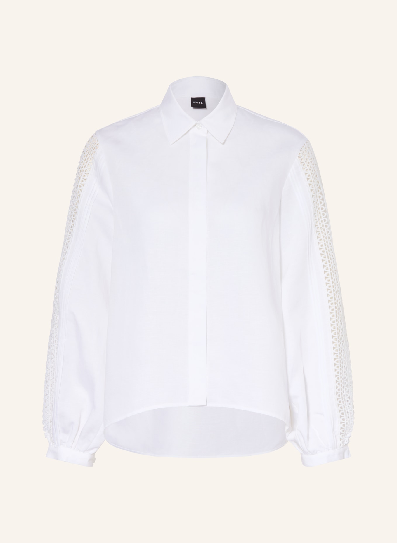 BOSS Hemdbluse BADORA mit Lochspitze: WEISS