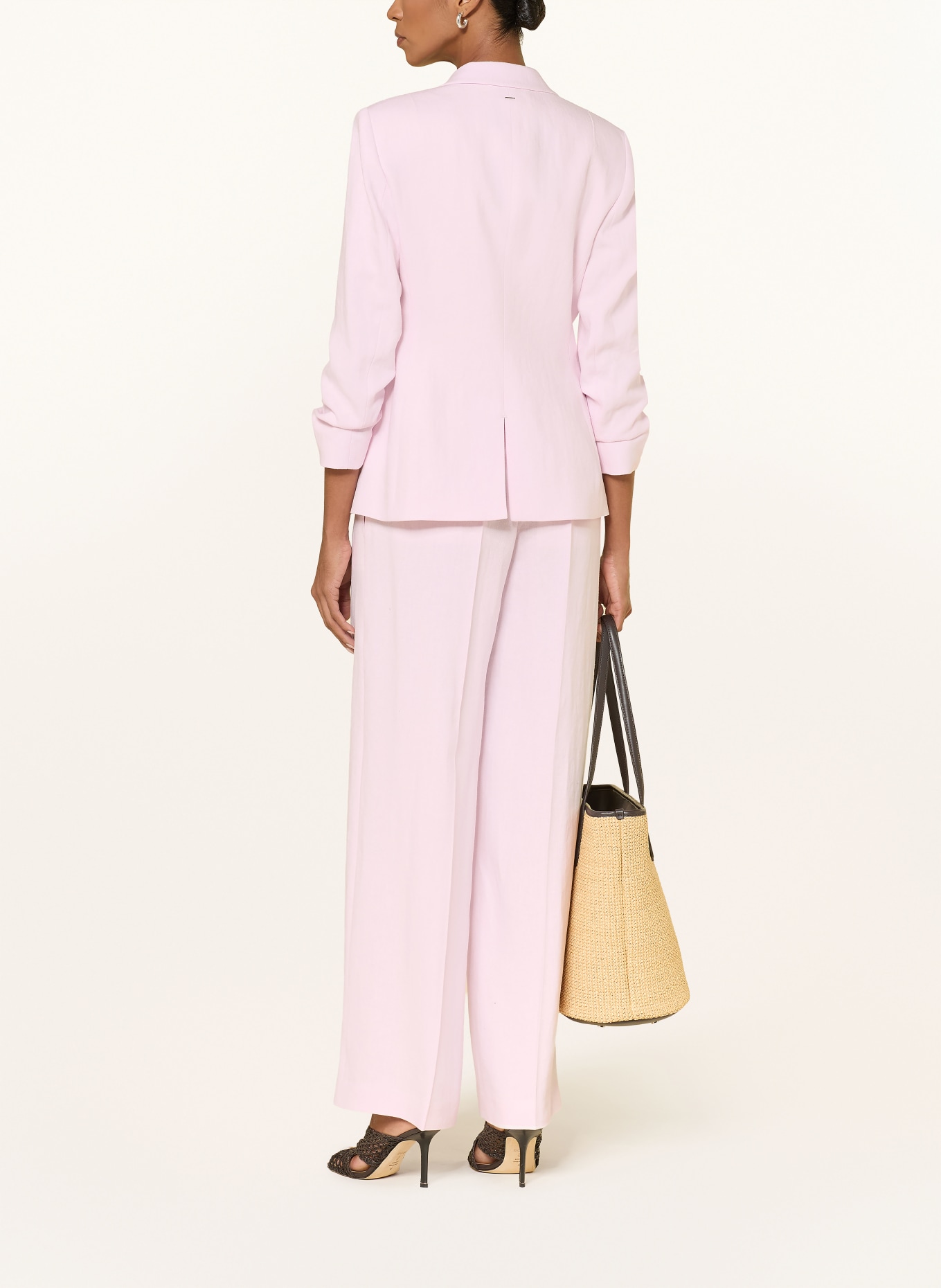 BOSS Spodnie Marlene TIANA z lnem: JASNORÓŻOWY