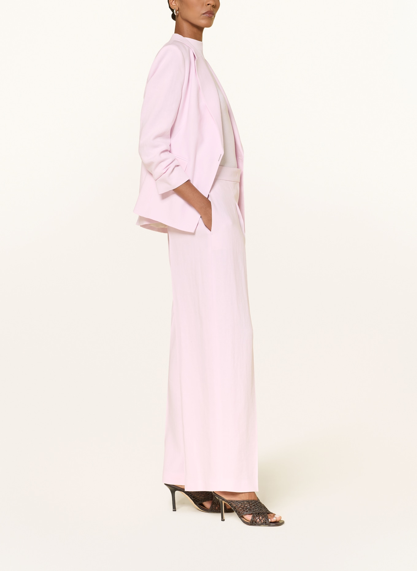 BOSS Spodnie Marlene TIANA z lnem: JASNORÓŻOWY