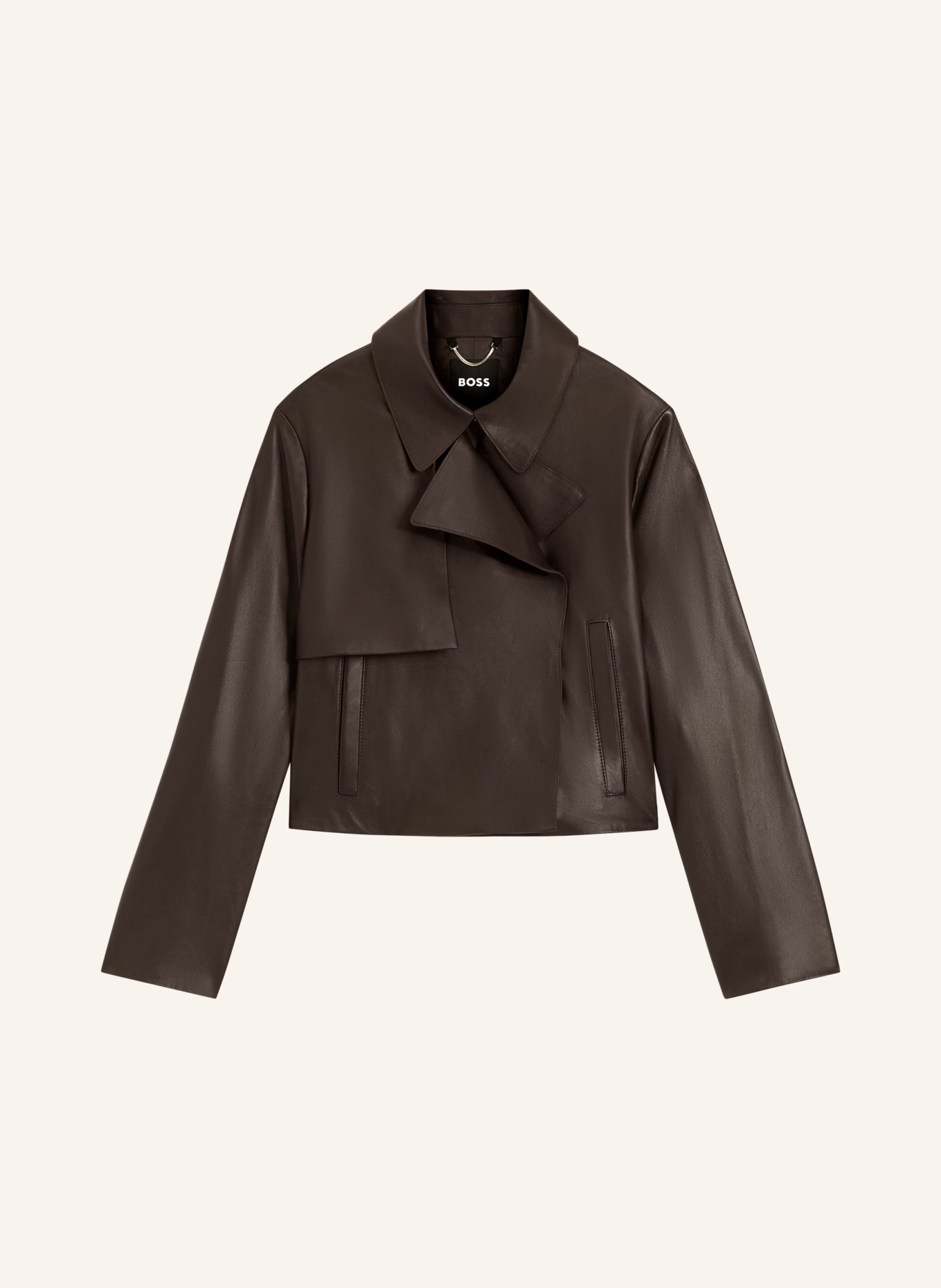 BOSS Lederjacke SARCAE: DUNKELBRAUN