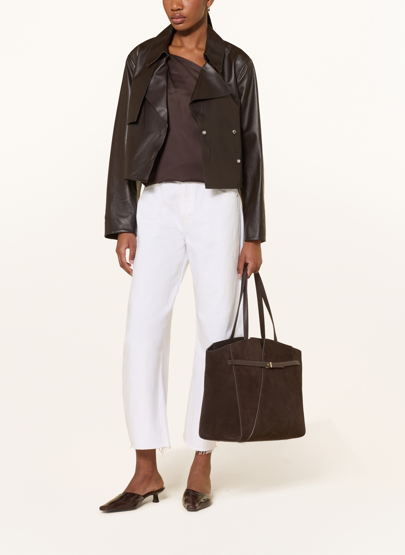 BOSS Lederjacke SARCAE: DUNKELBRAUN