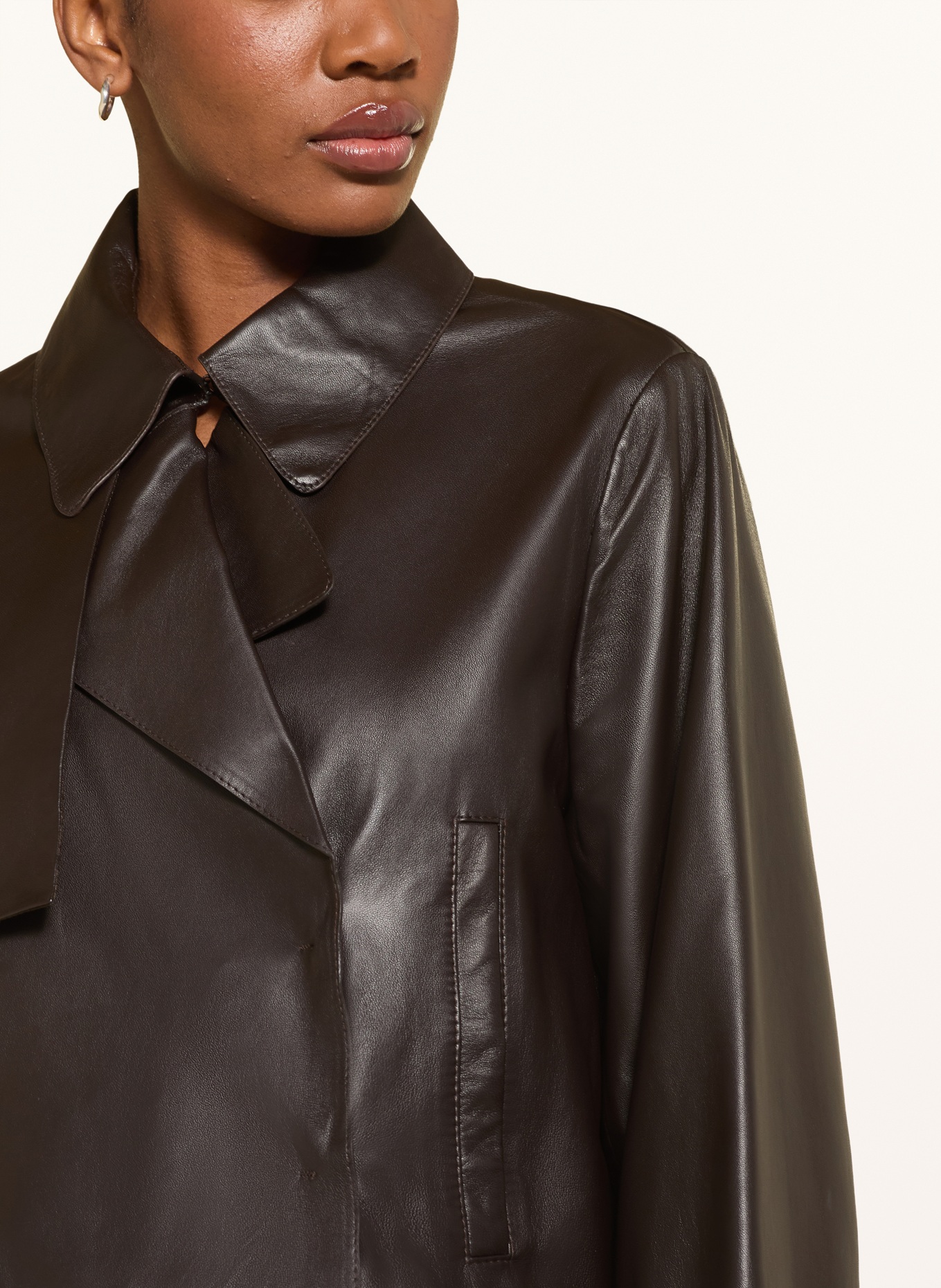 BOSS Lederjacke SARCAE: DUNKELBRAUN