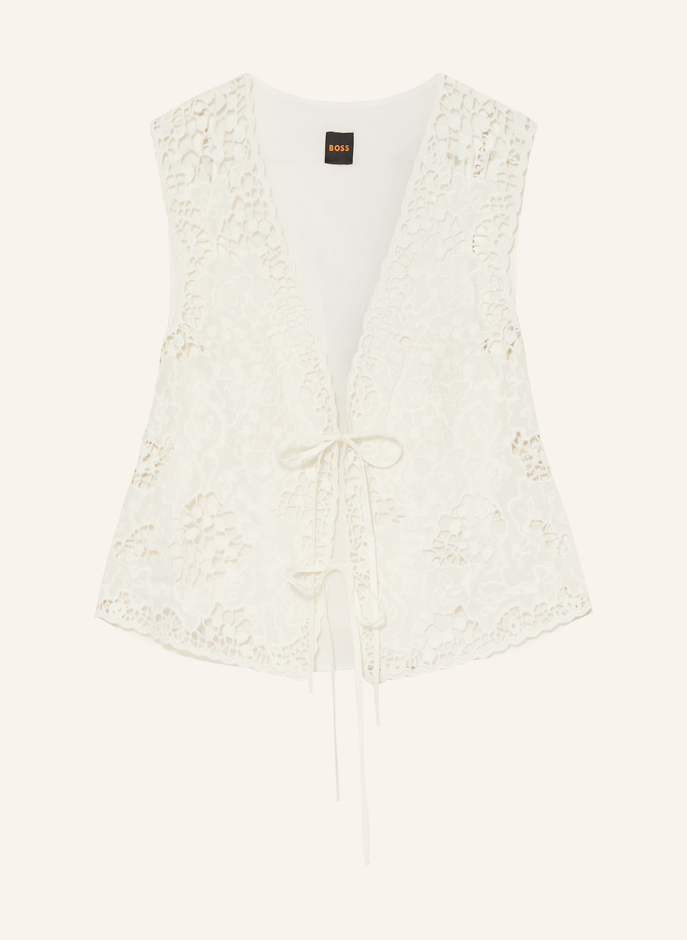 BOSS Weste IRIKA im Materialmix mit Lochspitze: WEISS