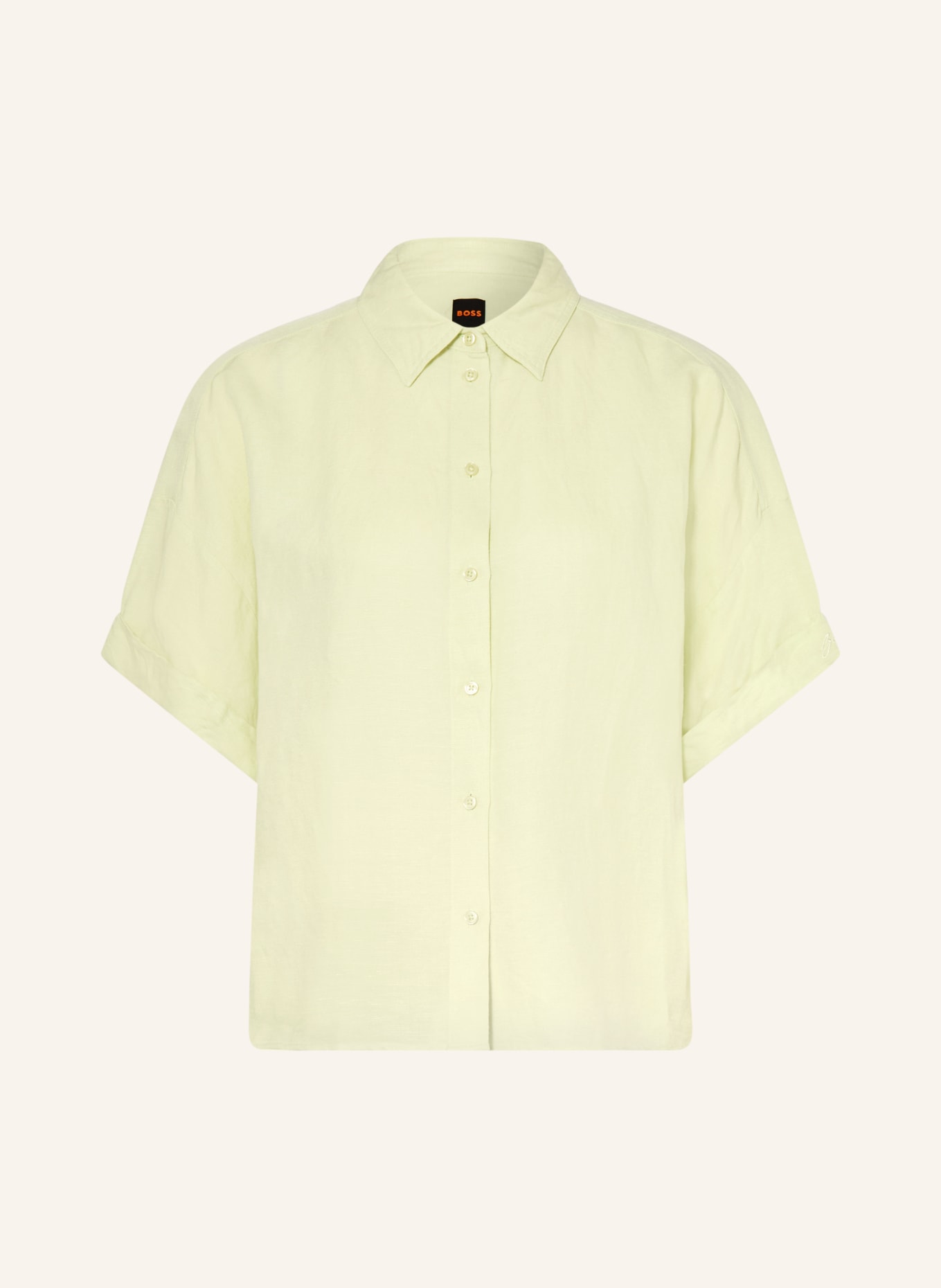 BOSS Košile BISENAS s lnem: SVĚTLE ZELENÁ