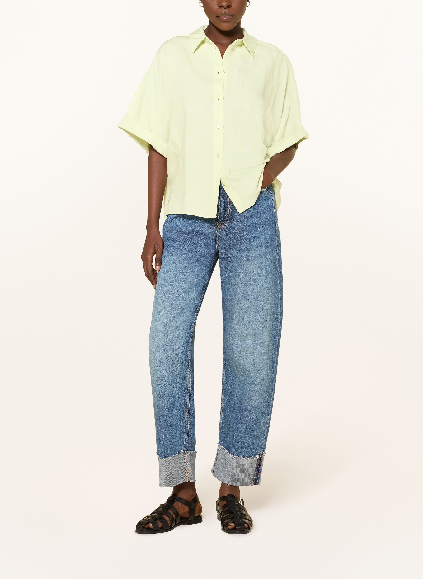 BOSS Košile BISENAS s lnem: SVĚTLE ZELENÁ