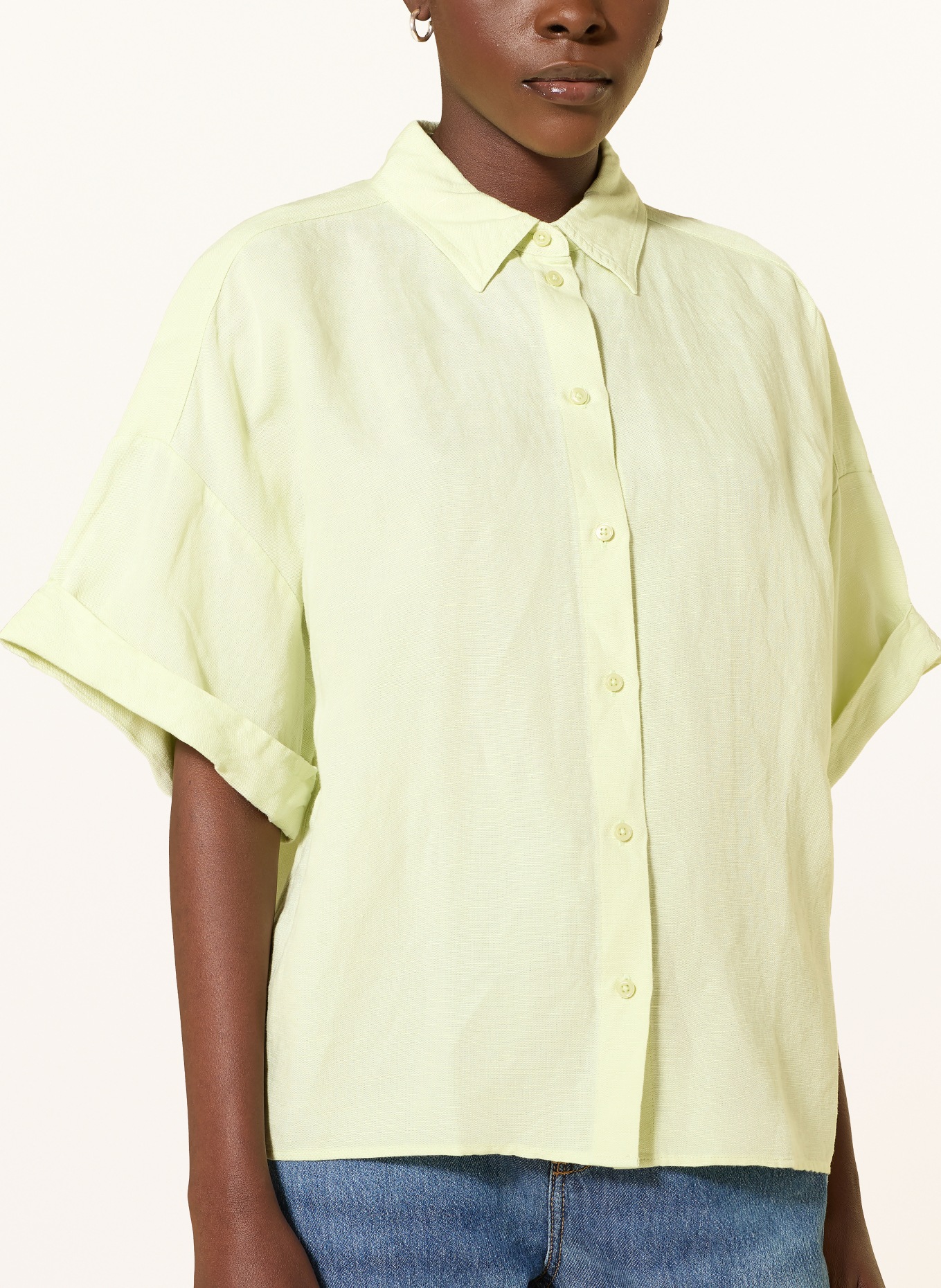 BOSS Košile BISENAS s lnem: SVĚTLE ZELENÁ