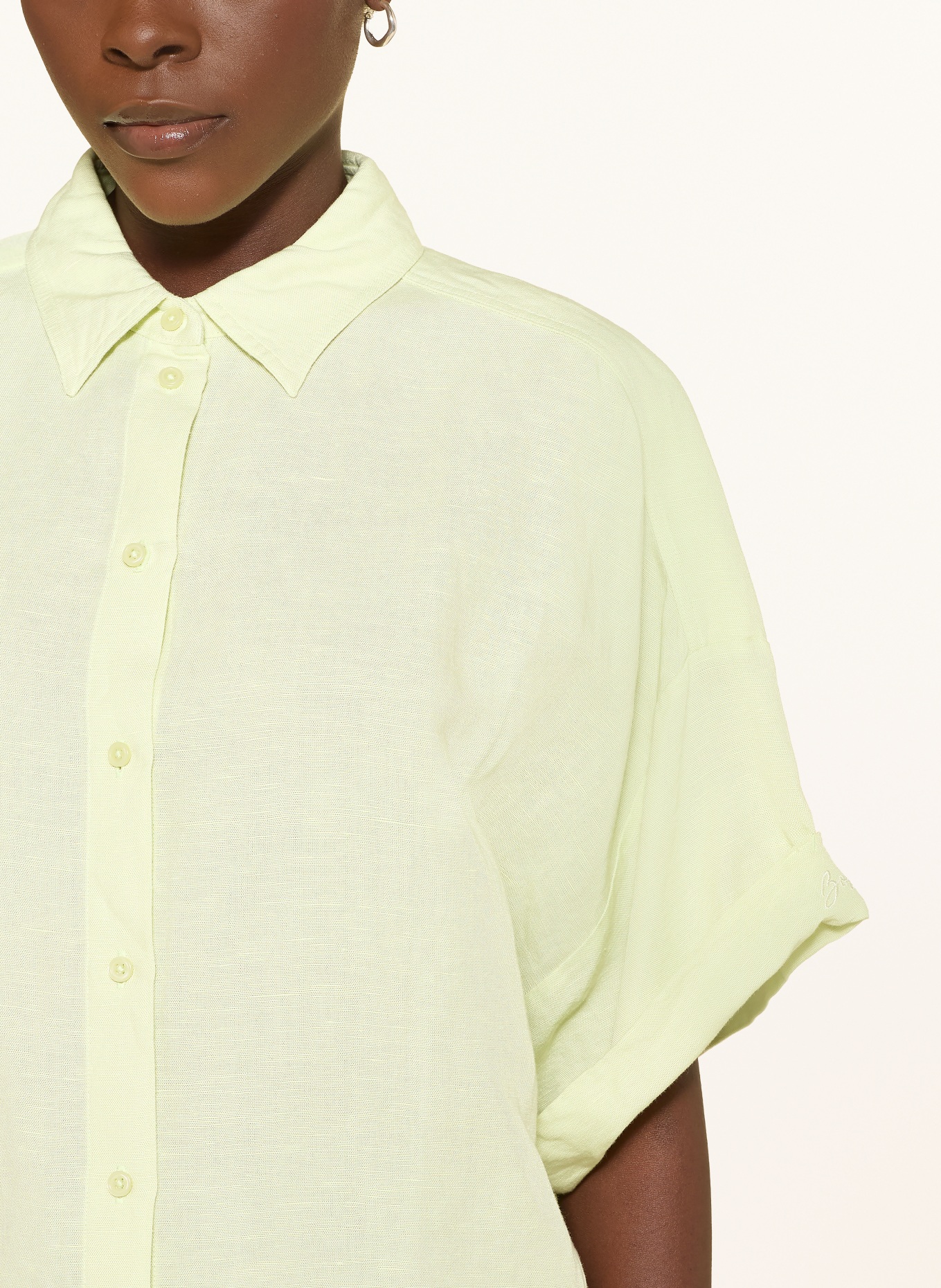 BOSS Košile BISENAS s lnem: SVĚTLE ZELENÁ