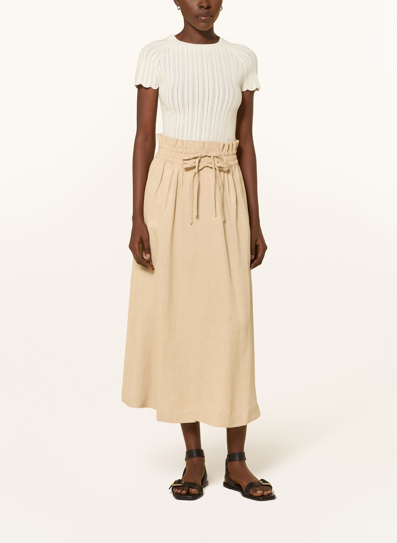 BOSS Sukně VAKOLA s volánky: BÉŽOVÁ