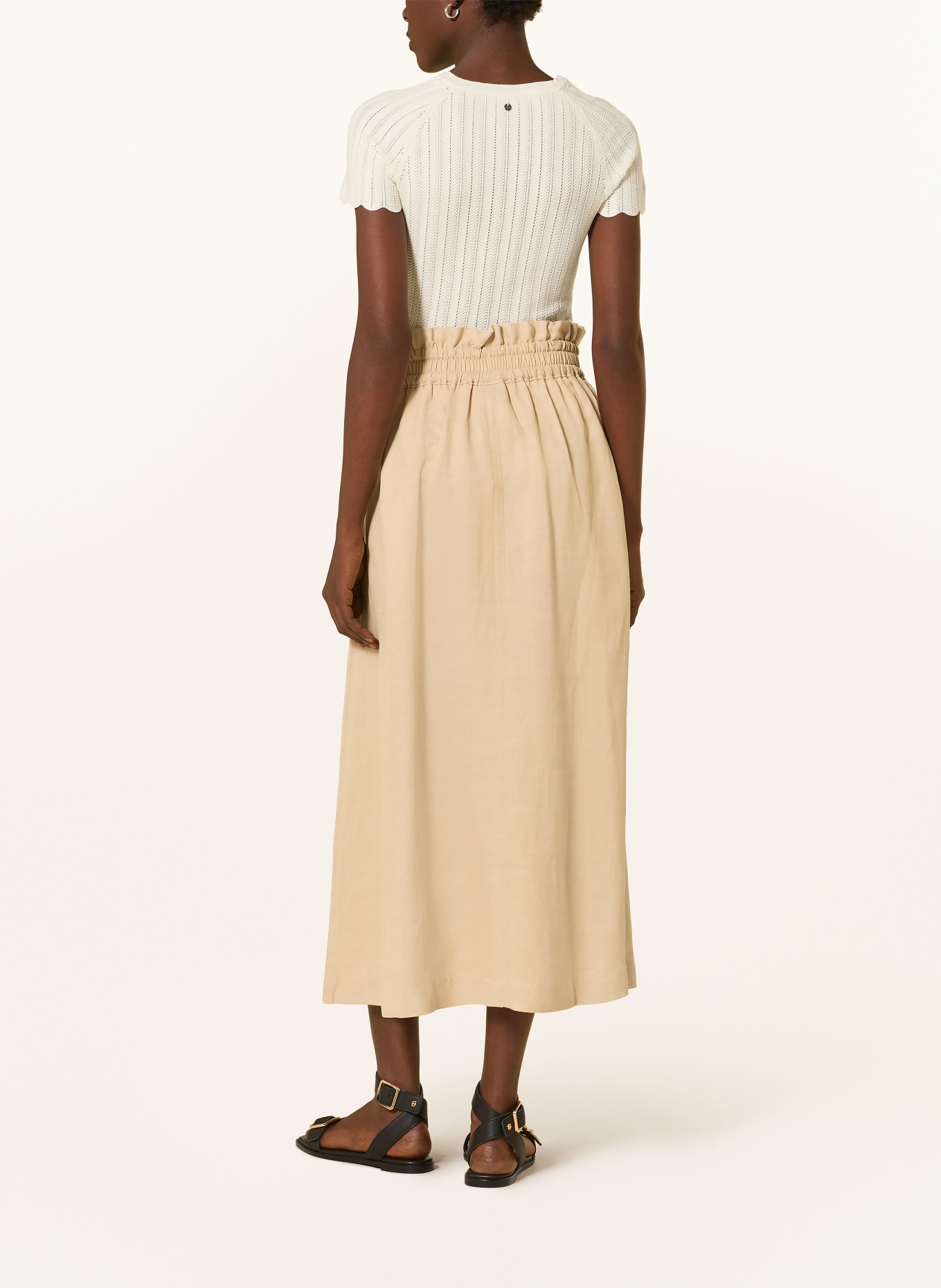 BOSS Sukně VAKOLA s volánky: BÉŽOVÁ