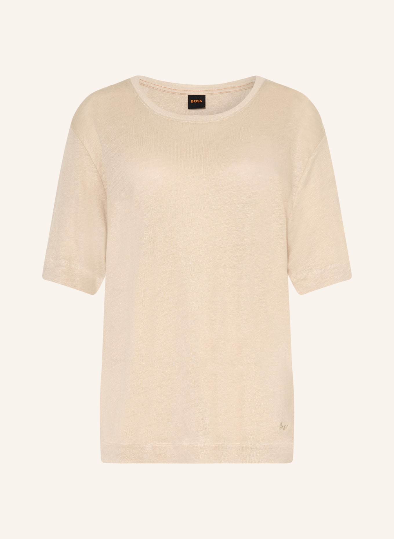 BOSS Koszulka EMMA z lnu: BEŻOWY