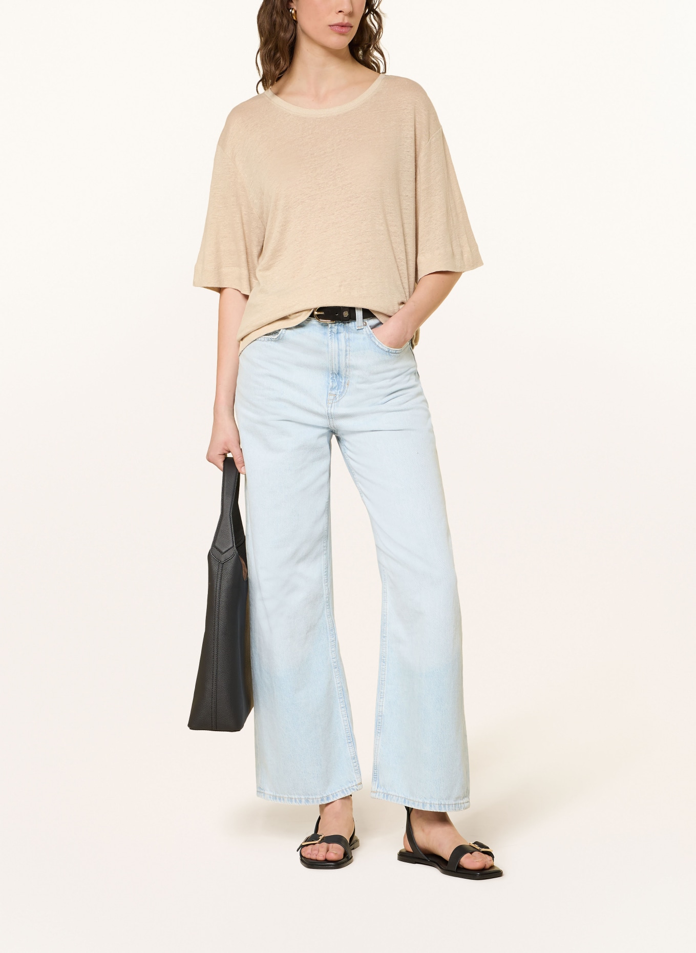 BOSS Koszulka EMMA z lnu: BEŻOWY