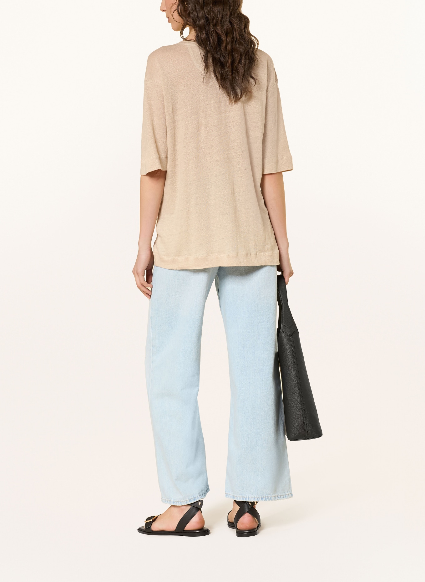 BOSS Koszulka EMMA z lnu: BEŻOWY