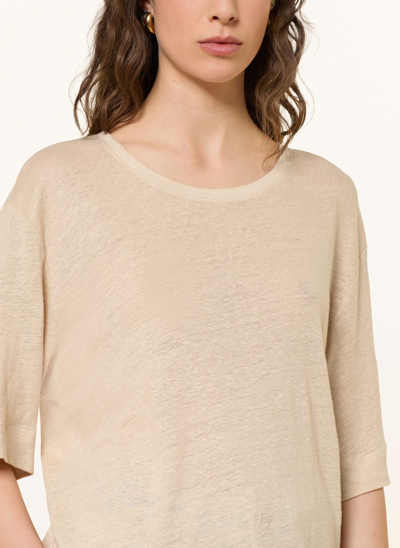 BOSS Koszulka EMMA z lnu: BEŻOWY